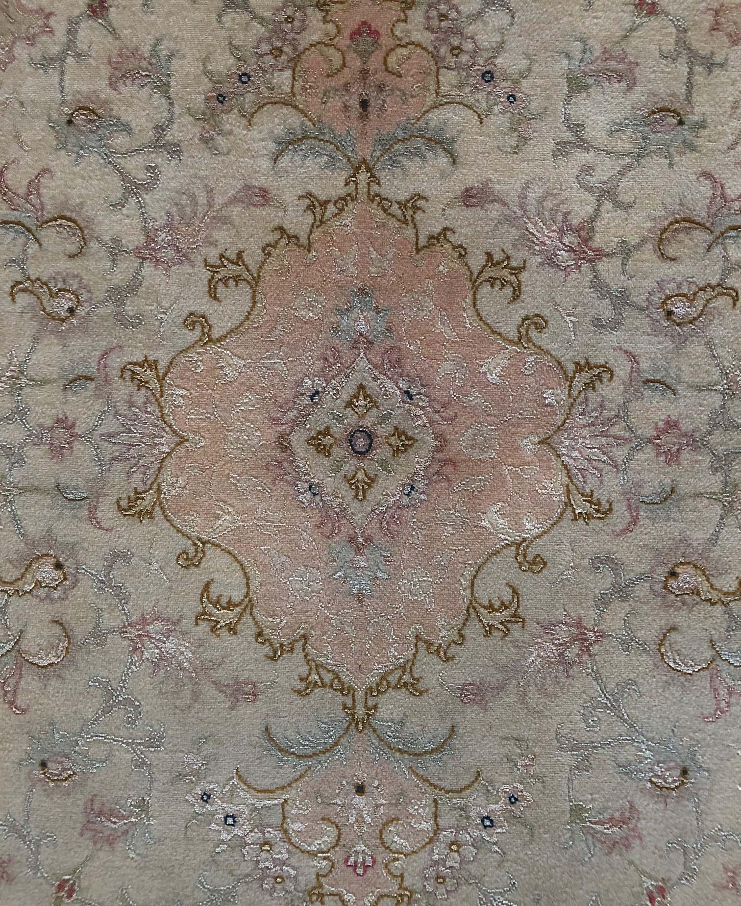 Hand-Knotted Authentic Persian Hand Knotted Repeated Medallion Floral Tabriz Runner Rug For Sale
