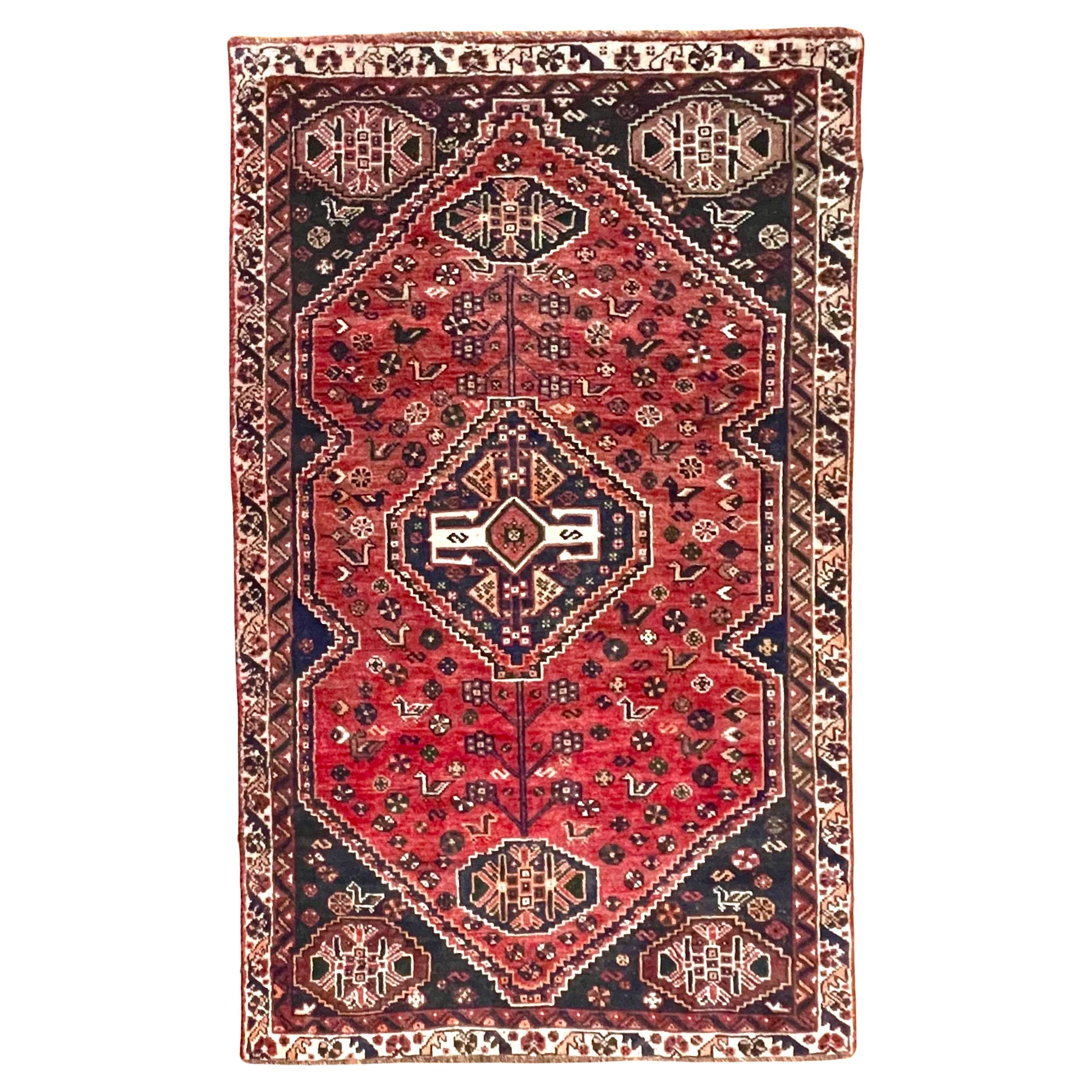 Alfombra Persa Geométrica Rojo Shiraz
