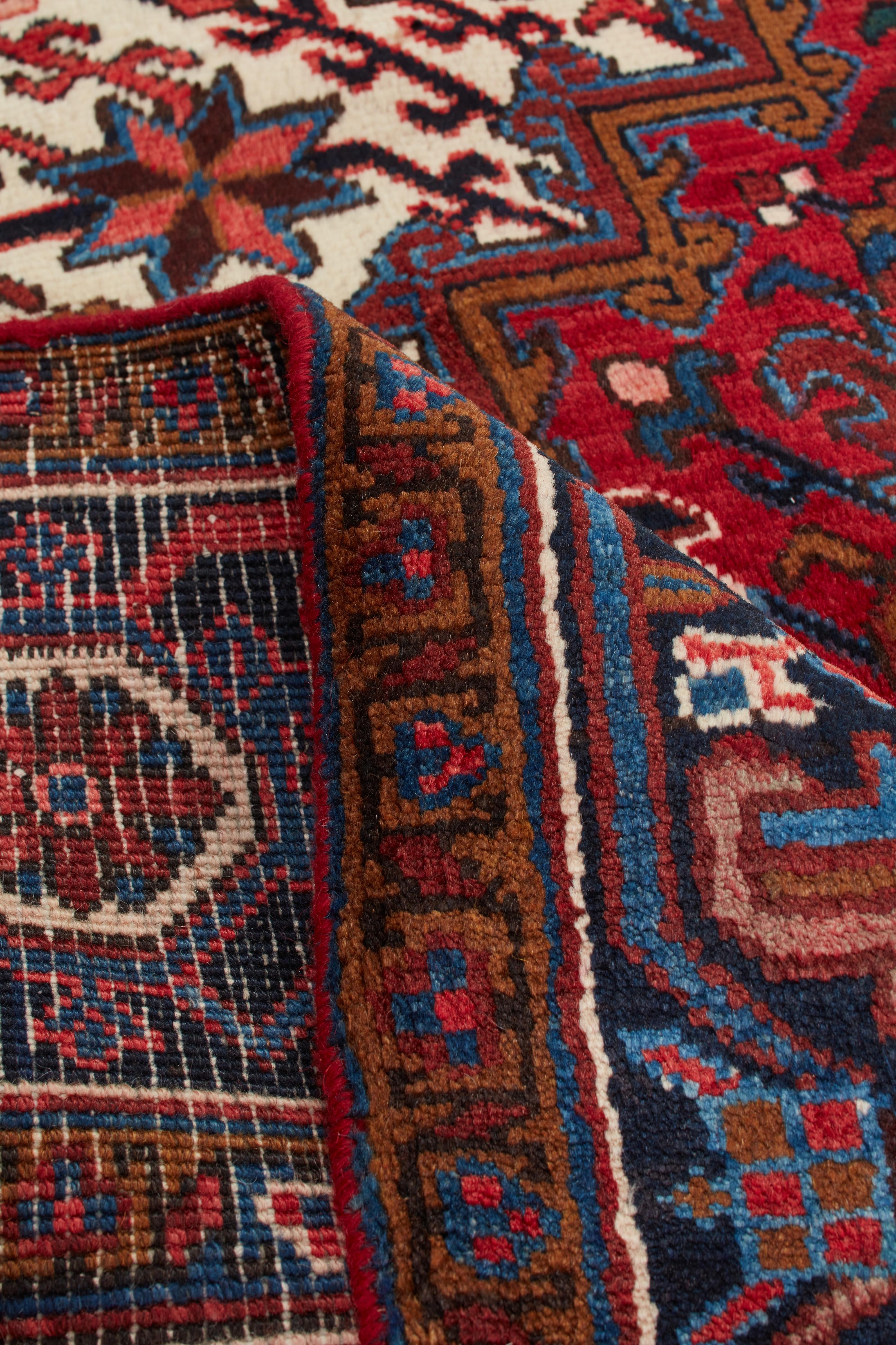 Perse Authentique tapis persan Heriz en laine nouée à la main Noir 8' 10