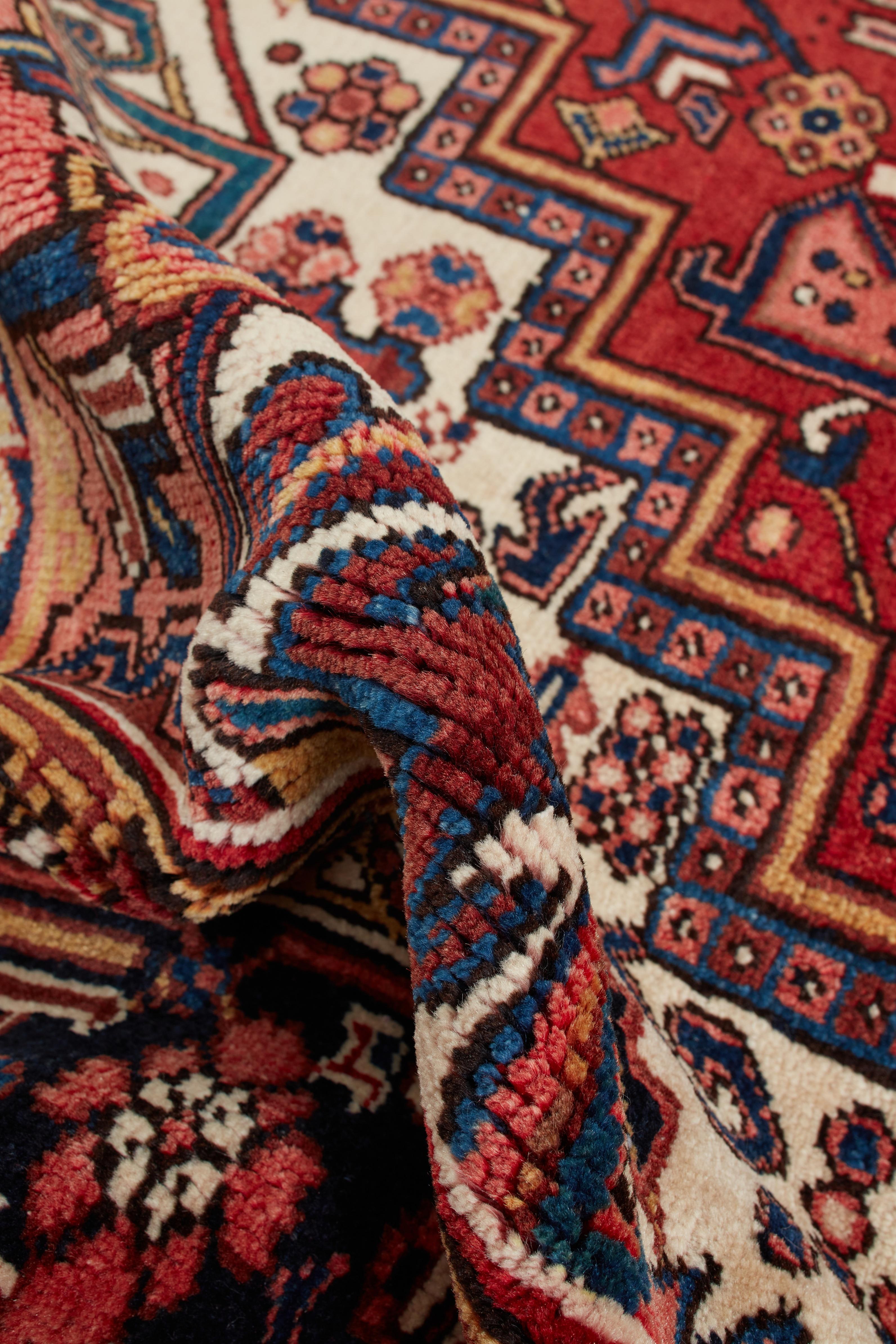 Authentische persische Heriz handgeknüpfte Wolle Elfenbein Bereich Teppich 7' 9