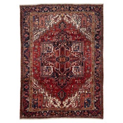 Authentische persische Heriz handgeknüpfte Wolle Elfenbein Bereich Teppich 7
9" x 10
8"