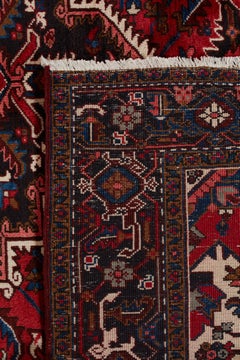 Autentico tappeto persiano Heriz in lana rossa annodata a mano 8' 0" x 10' 6"