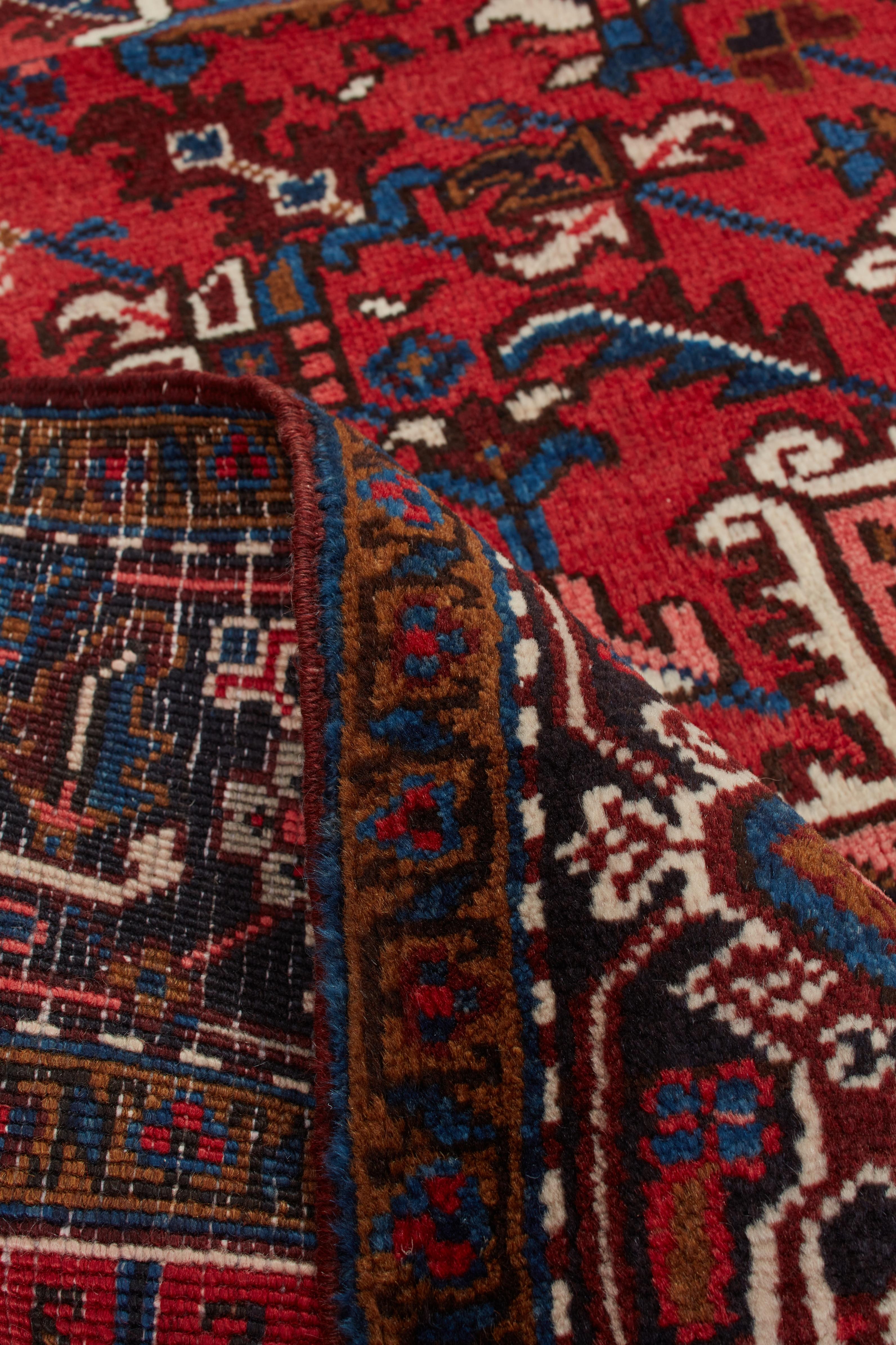 Persiano Autentico tappeto persiano Heriz in lana rossa annodata a mano 8' 0