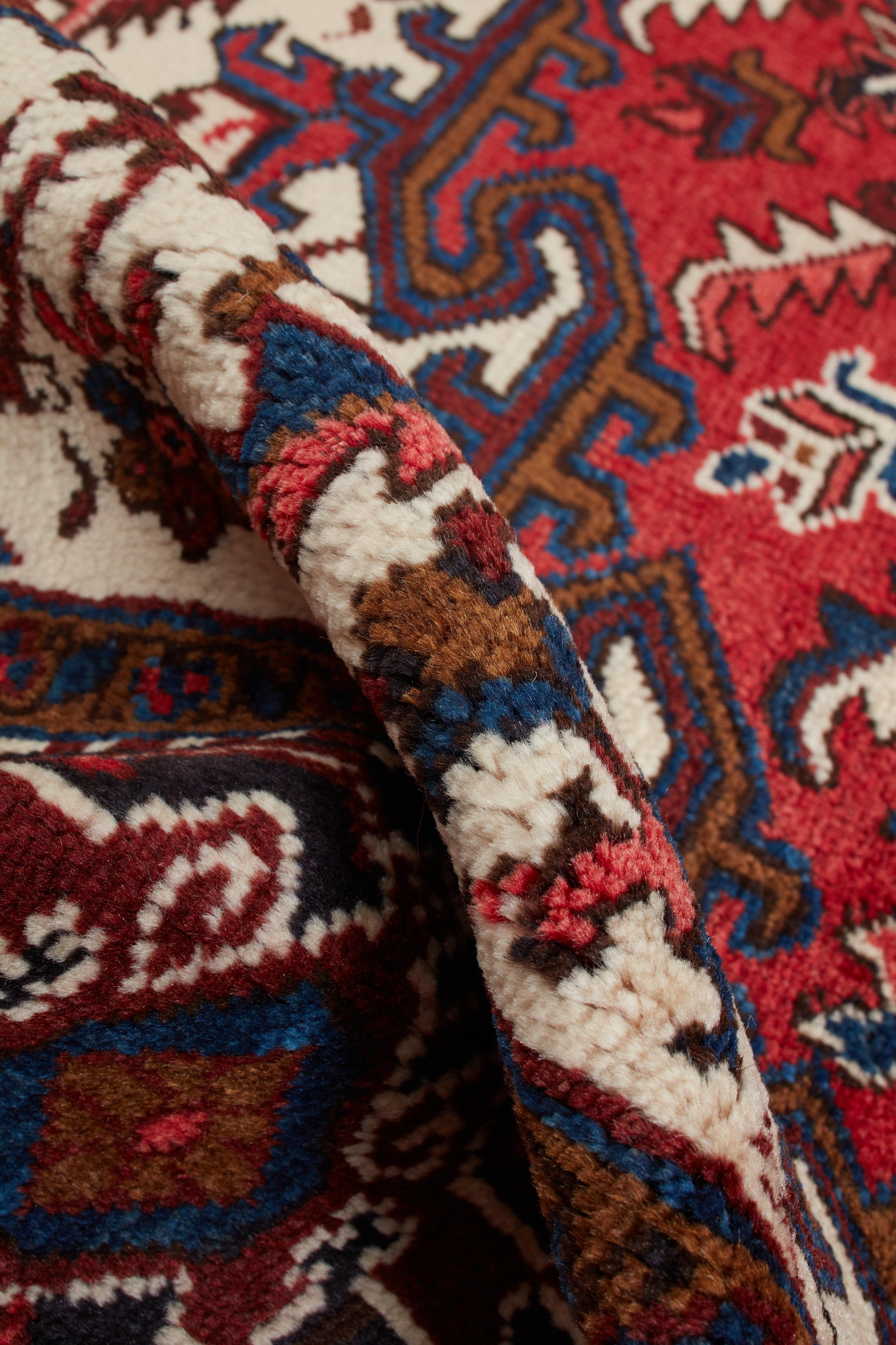 Annodato a mano Autentico tappeto persiano Heriz in lana rossa annodata a mano 8' 0