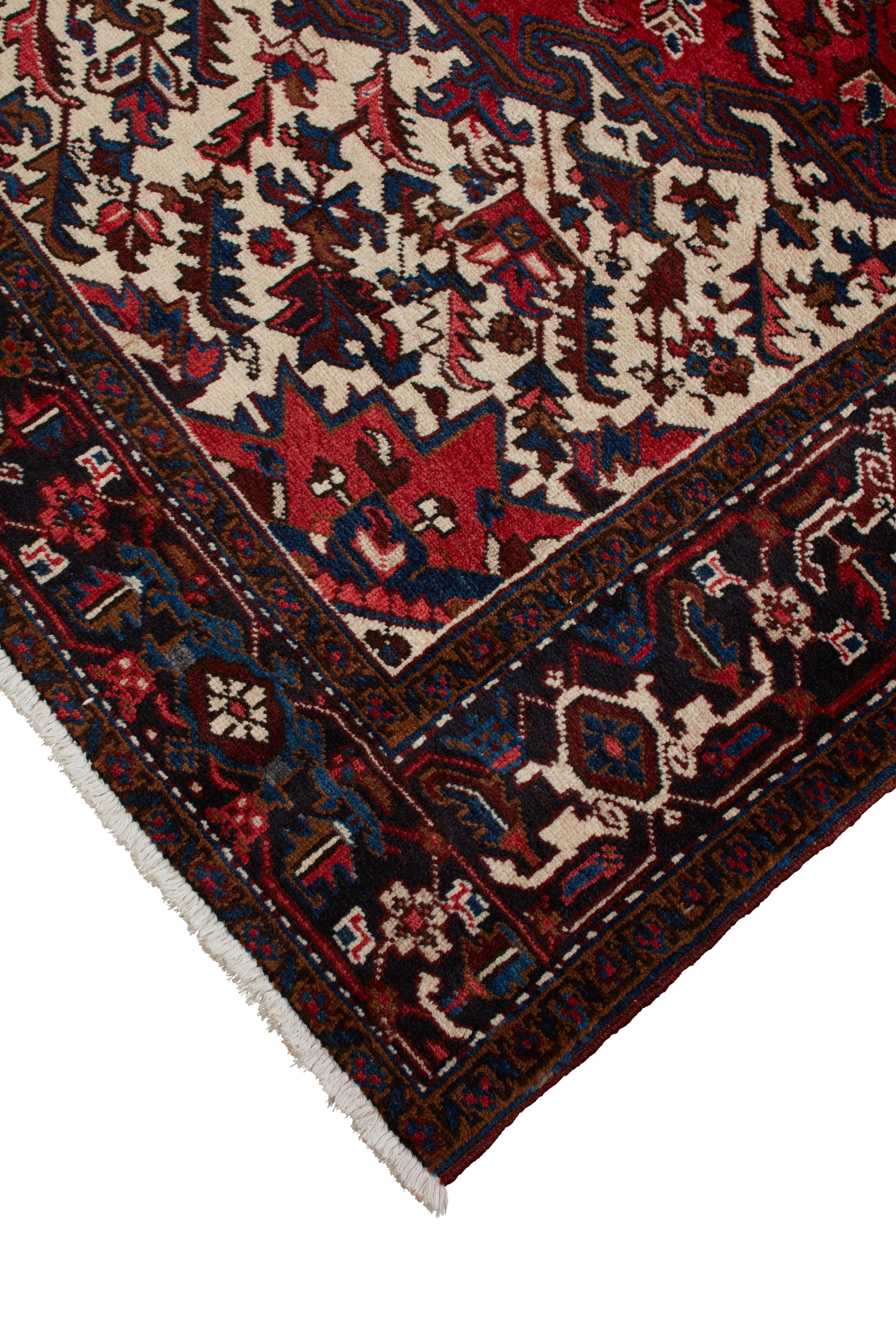 Lana Autentico tappeto persiano Heriz in lana rossa annodata a mano 8' 0