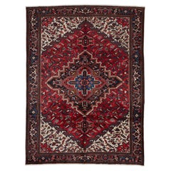 Auténtica Alfombra Persa Heriz de Lana Anudada a Mano Roja 8' 0" x 10' 6"