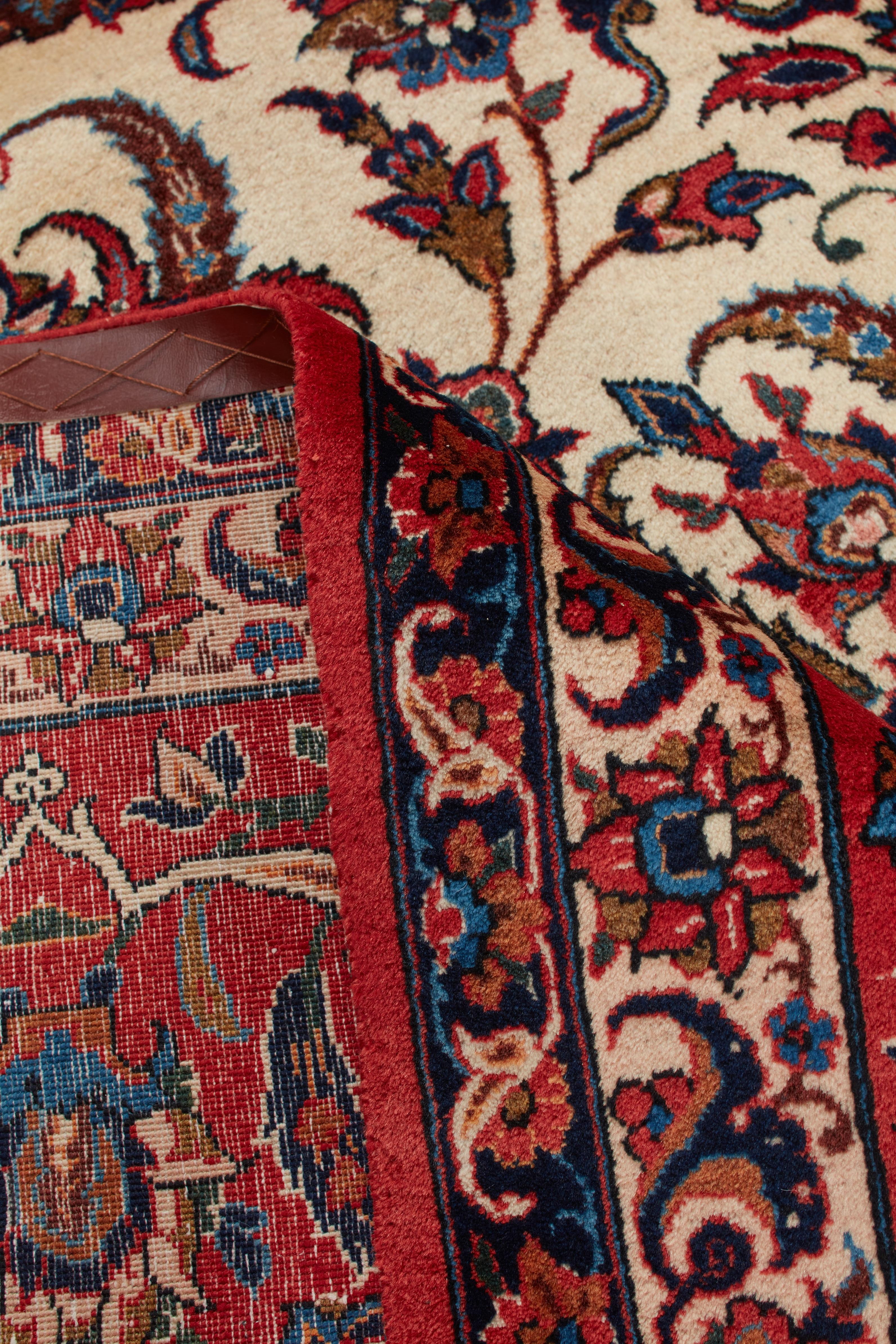 Authentische persische Isfahan handgeknüpfte Wolle Elfenbein Bereich Teppich 8' 0