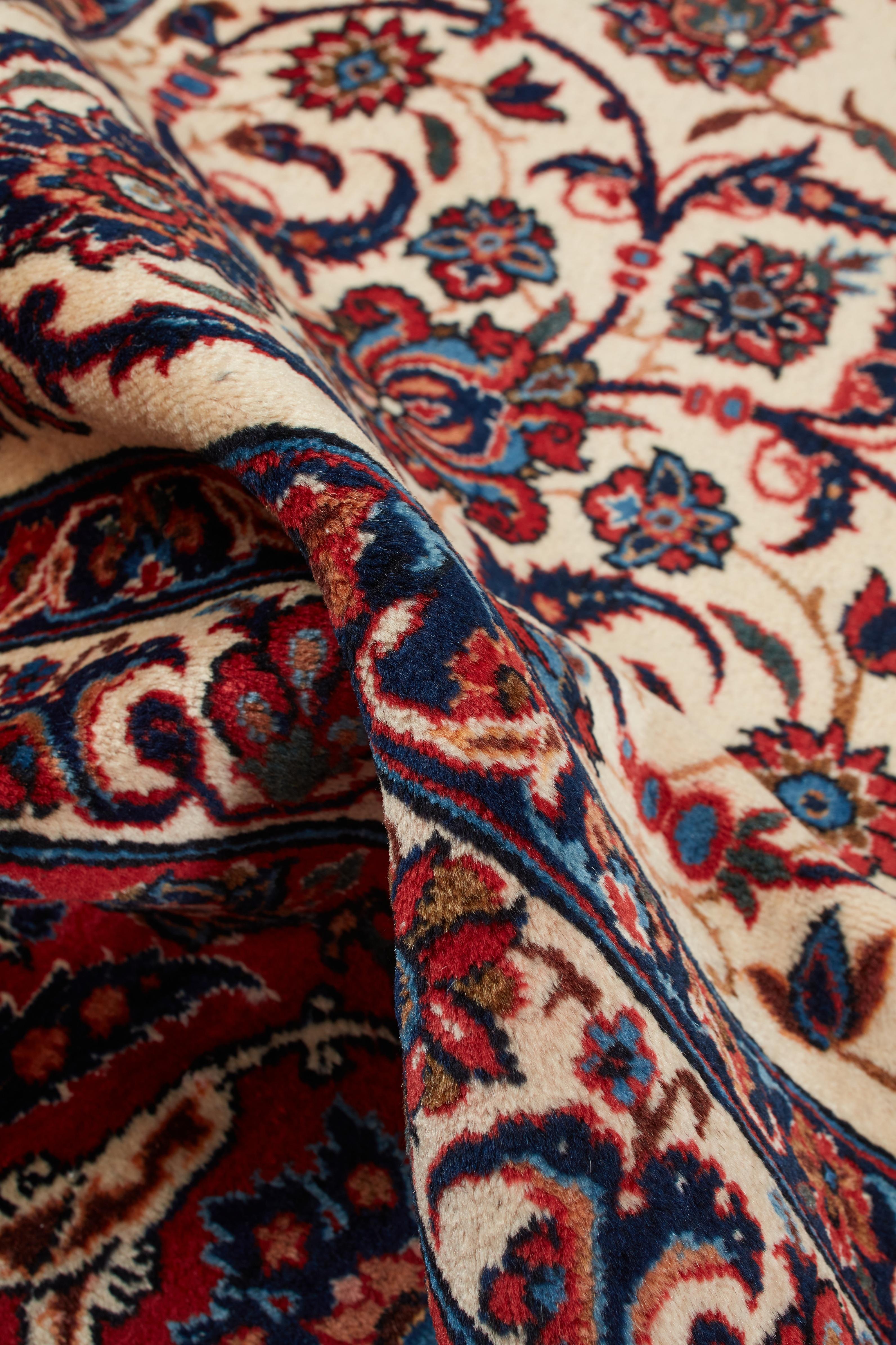 Authentische persische Isfahan handgeknüpfte Wolle Elfenbein Bereich Teppich 8' 0