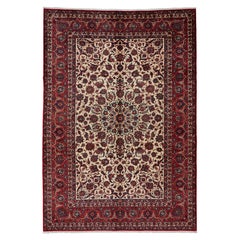 Autentico tappeto persiano Isfahan in lana annodata a mano avorio 8
0" x 11
5"
