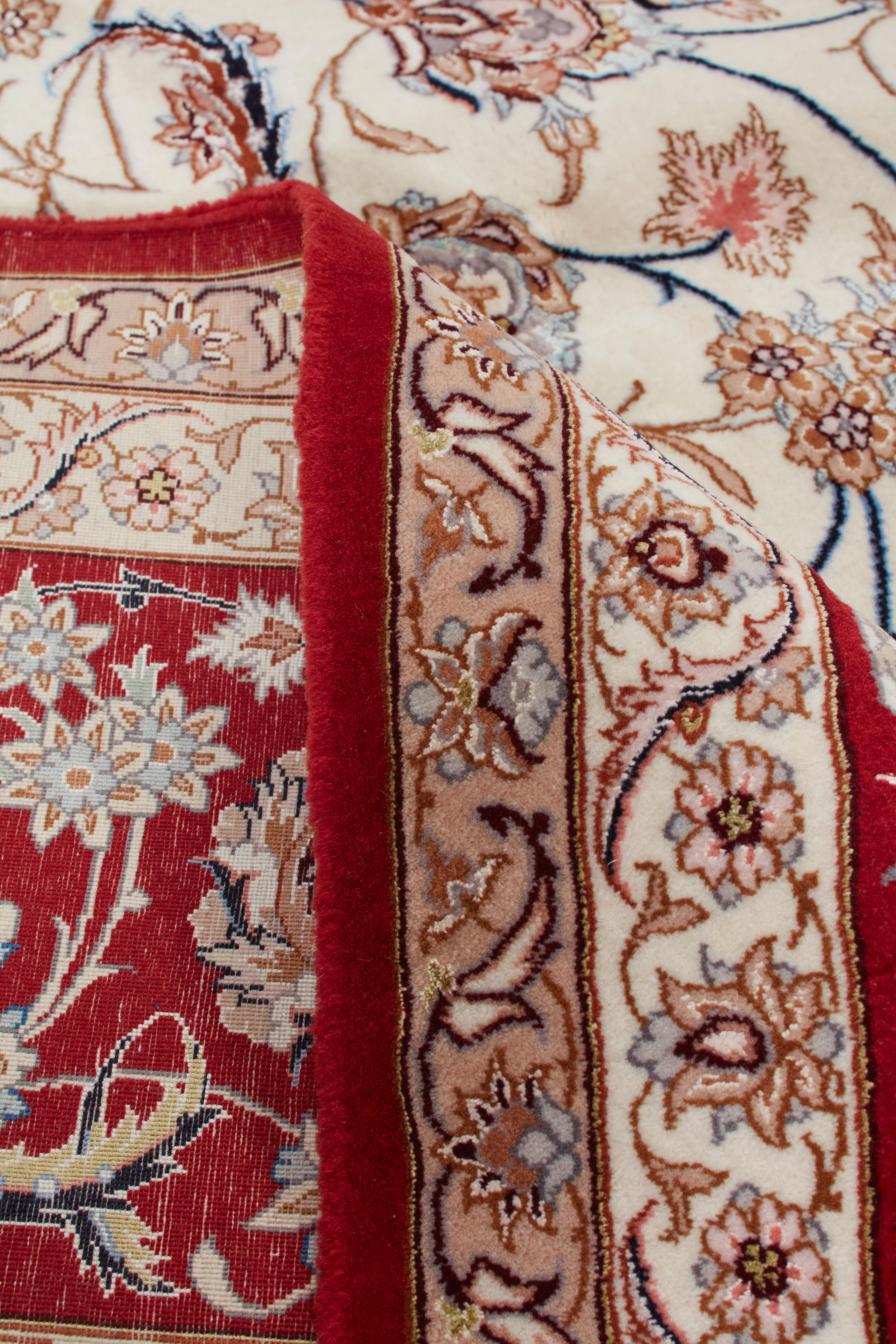 Persiano Autentico tappeto persiano Isfahan annodato a mano in lana misto seta blu 8' 7