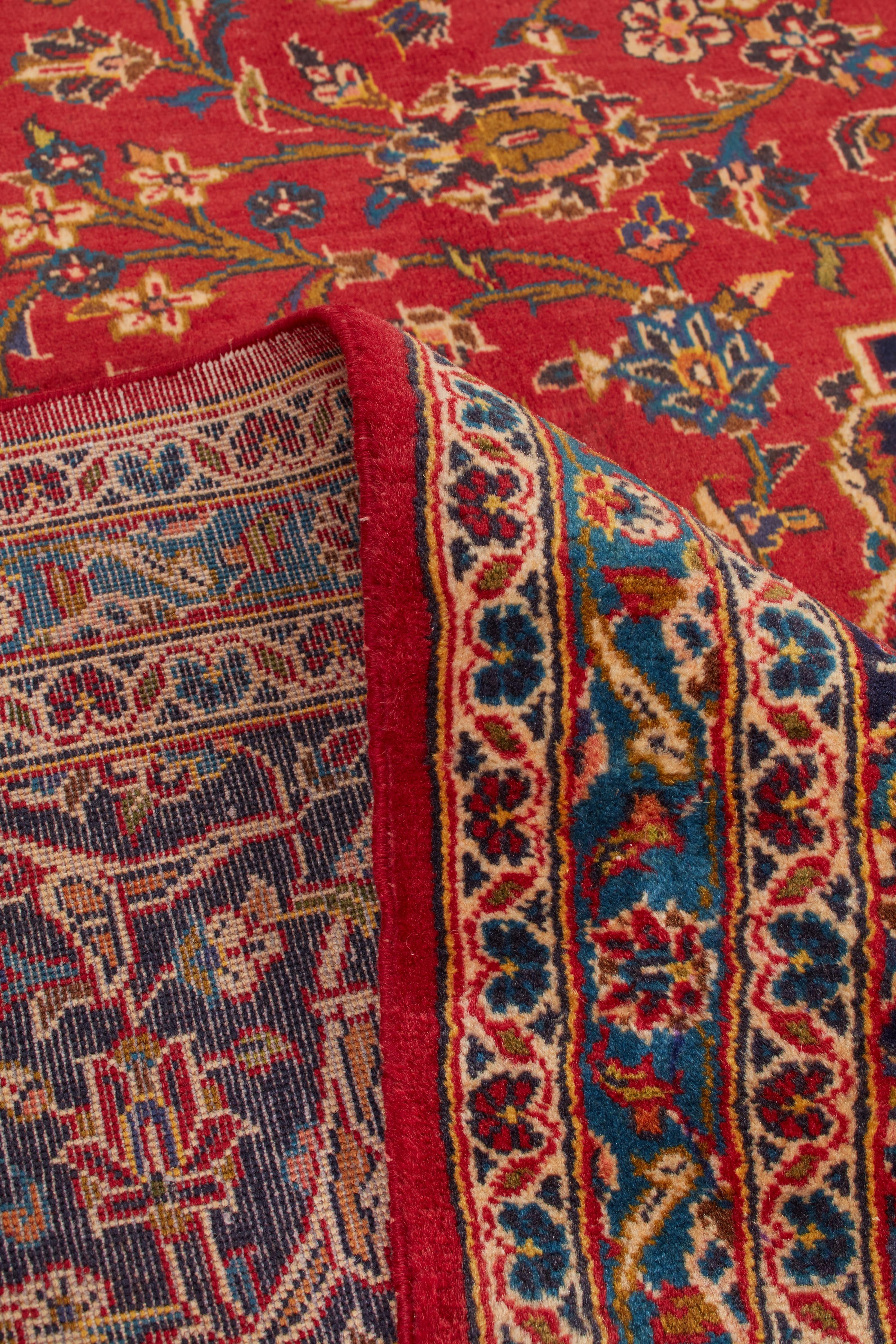 Persiano Autentico tappeto persiano Kashan in lana annodata a mano di colore avorio, 8' 4