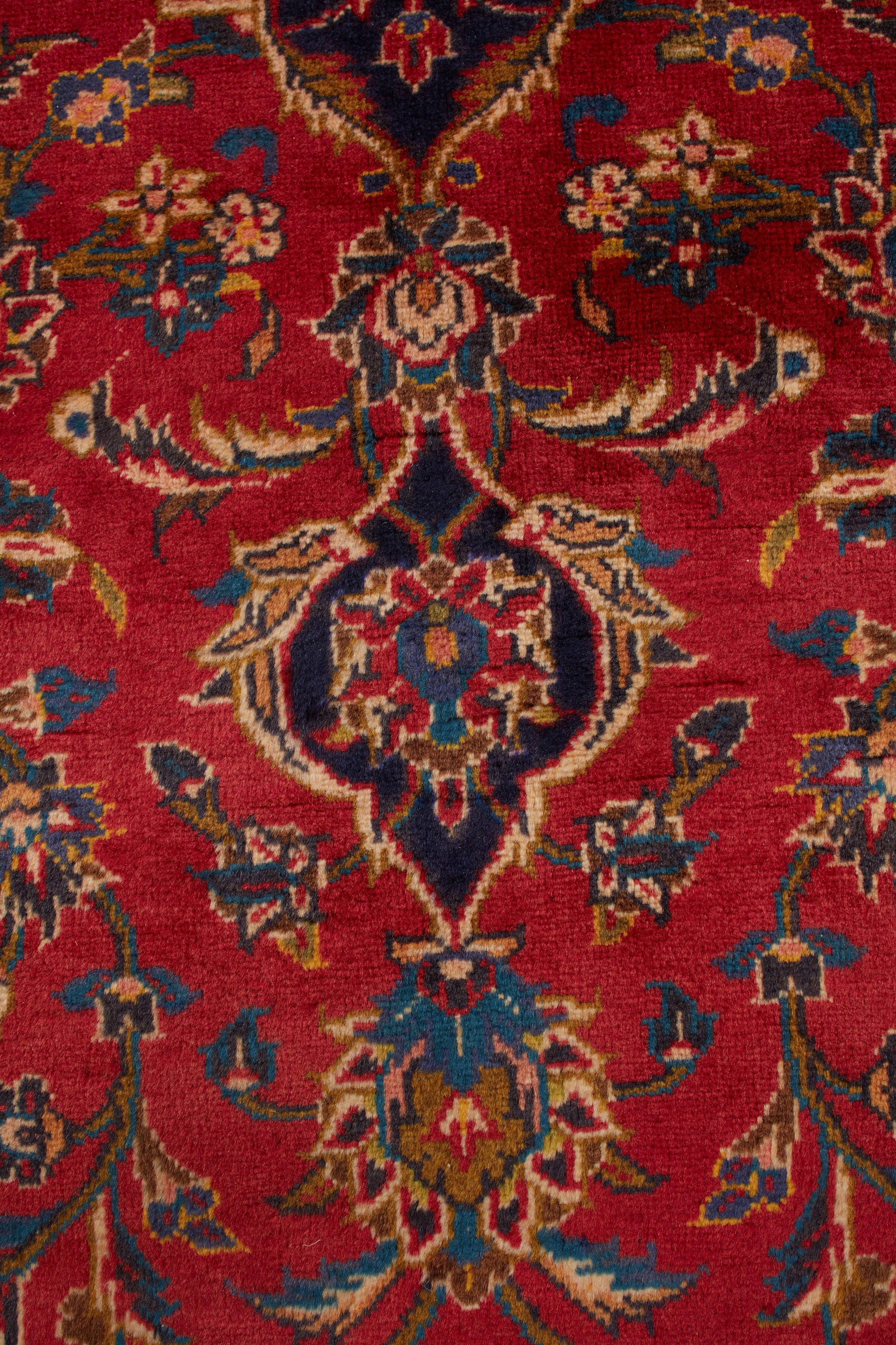 XXI secolo e contemporaneo Autentico tappeto persiano Kashan in lana annodata a mano di colore avorio, 8' 4