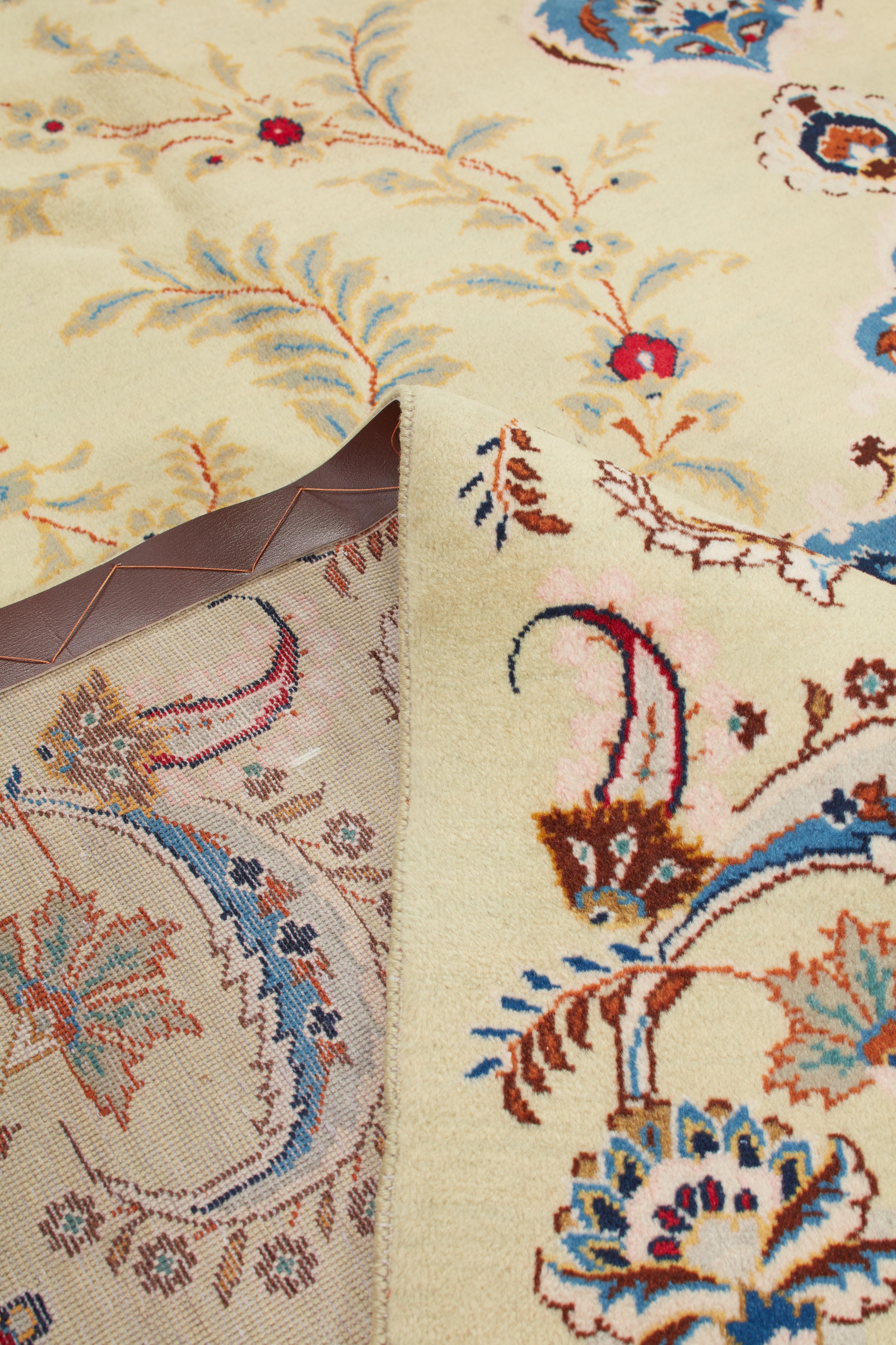 Authentische persische Kashan handgeknüpfte Wolle Elfenbein Bereich Teppich 9' 3