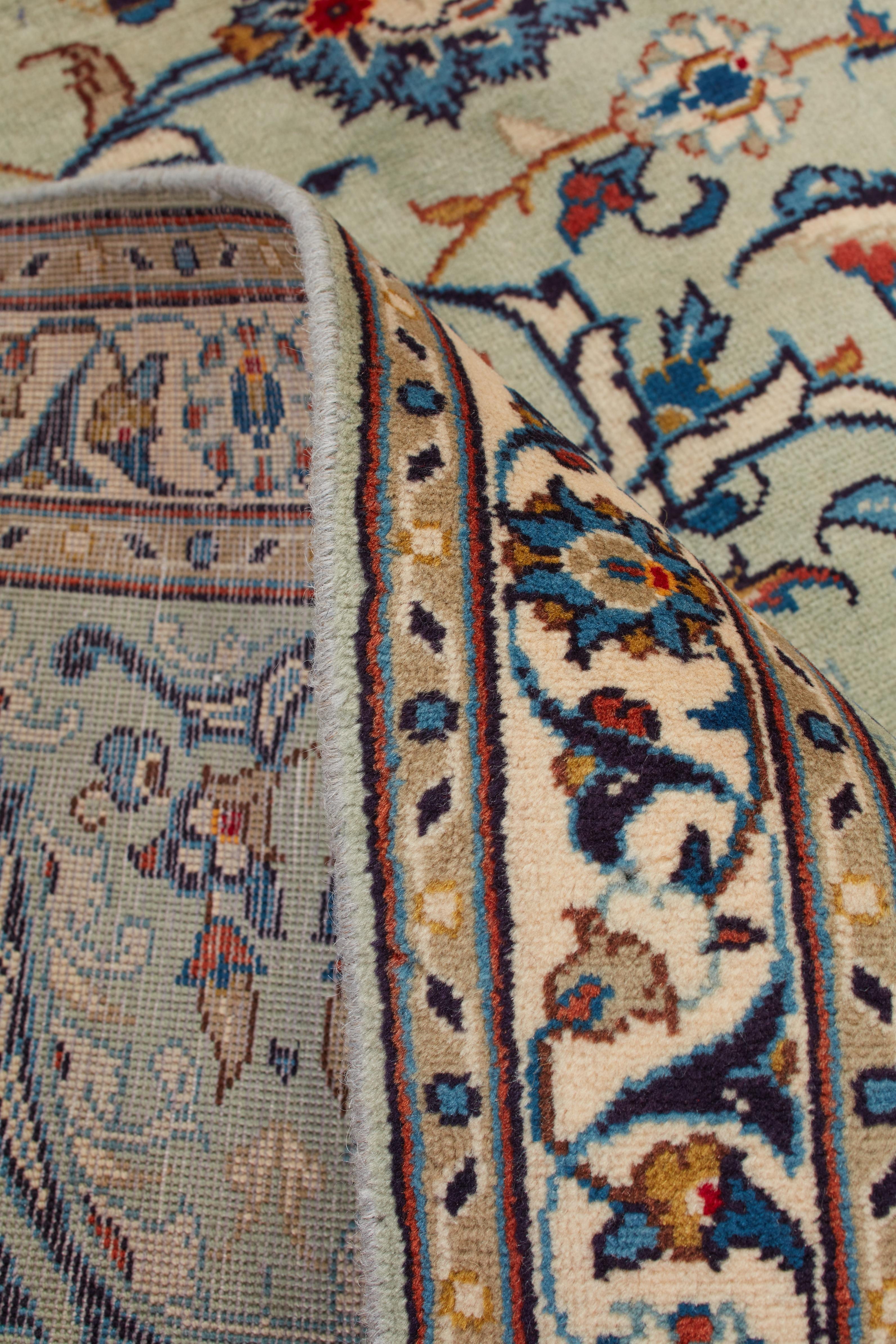 Authentische persische Kashan handgeknüpfte Wolle Elfenbein Bereich Teppich 9' 3