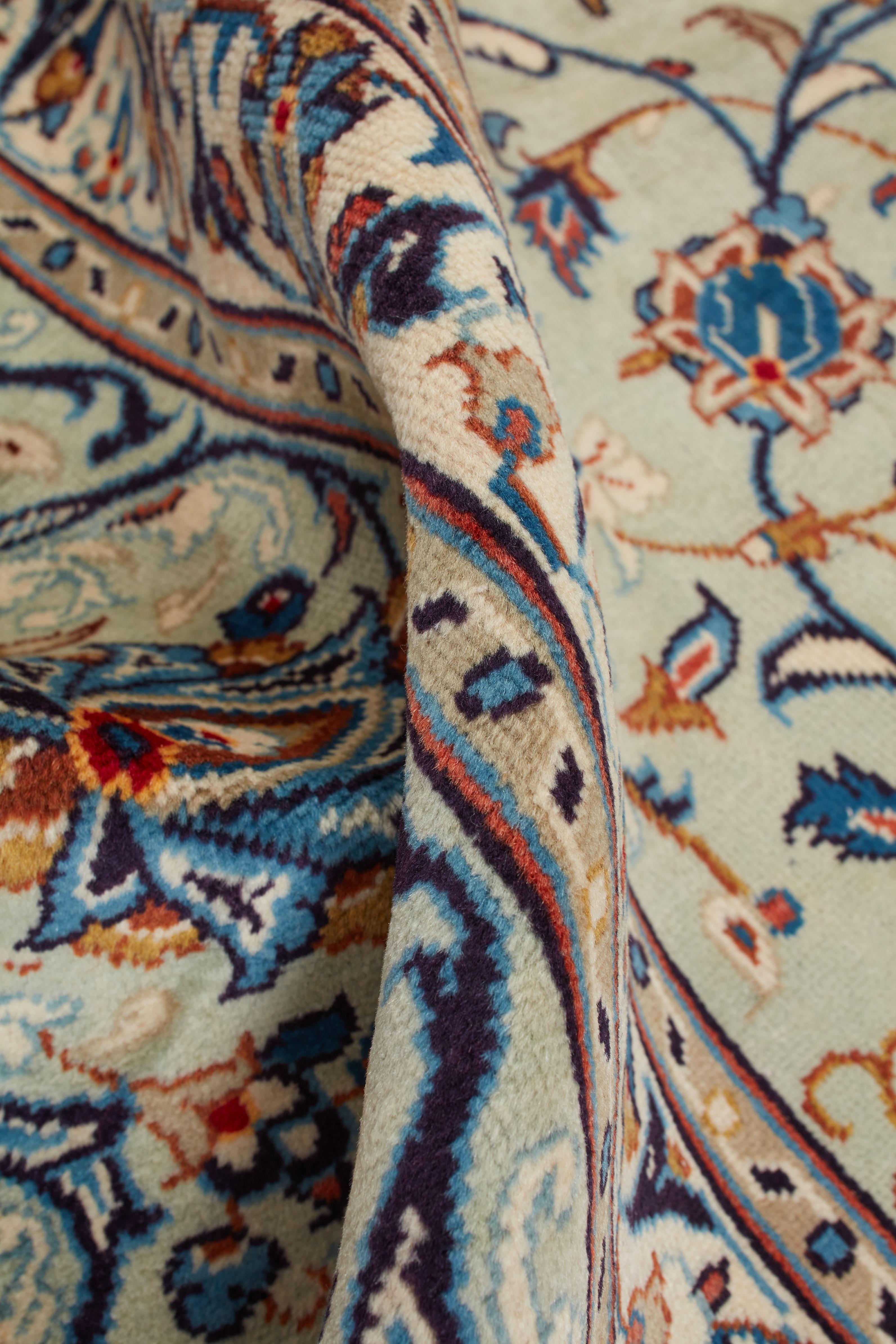 Authentische persische Kashan handgeknüpfte Wolle Elfenbein Bereich Teppich 9' 3