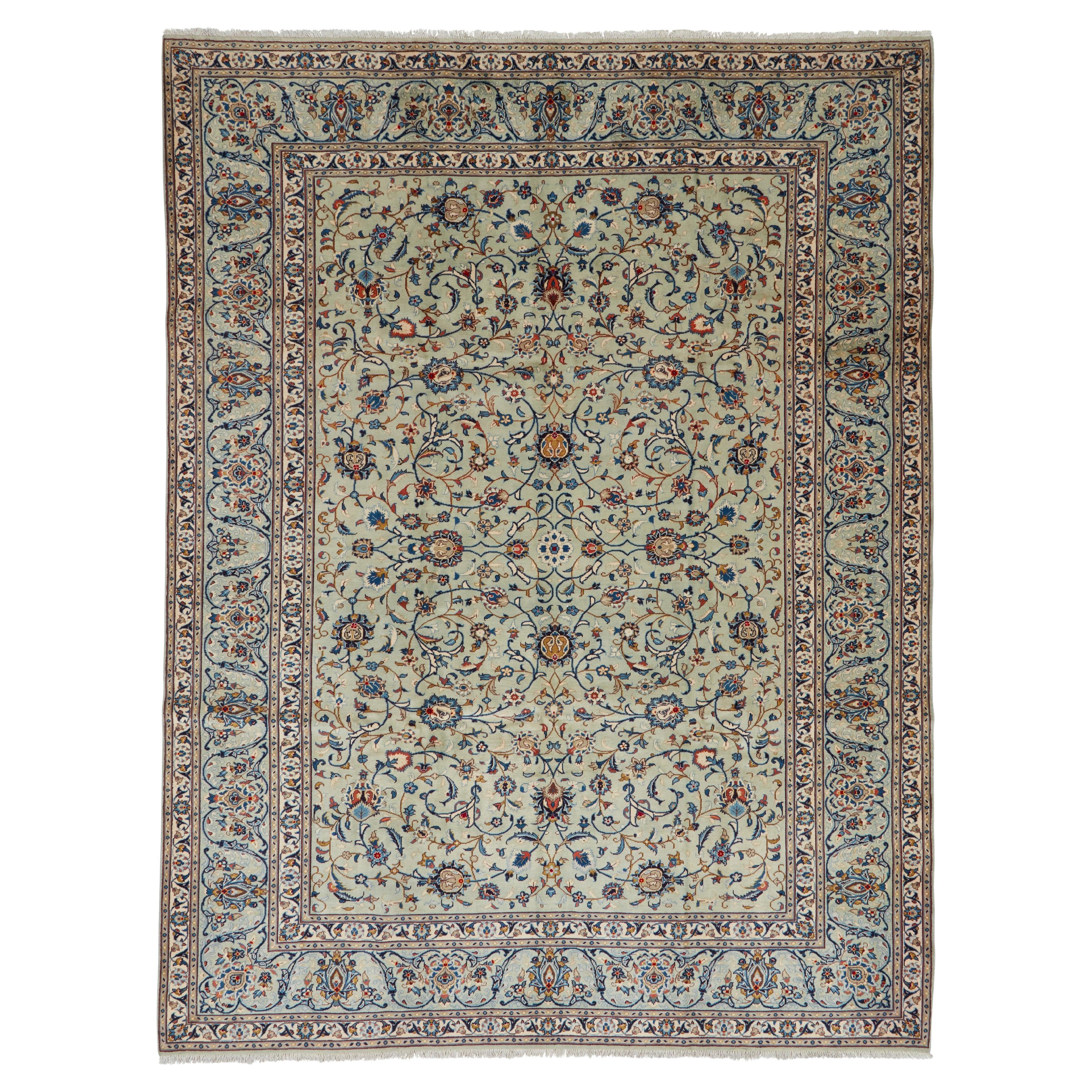 Authentique tapis persan Kashan en laine nouée à la main Ivoire 9
3" x 12
3"