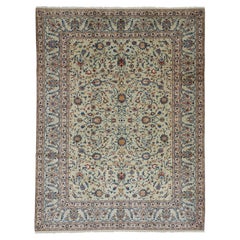 Authentique tapis persan Kashan en laine nouée à la main Ivoire 9
3" x 12
3"