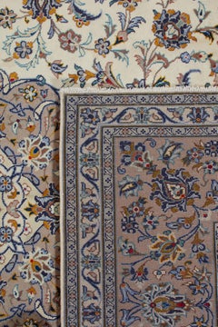 Authentic Persian Kashan Hand Knotted Wool Ivory Area Rug 8' 7" x 12' 0"
