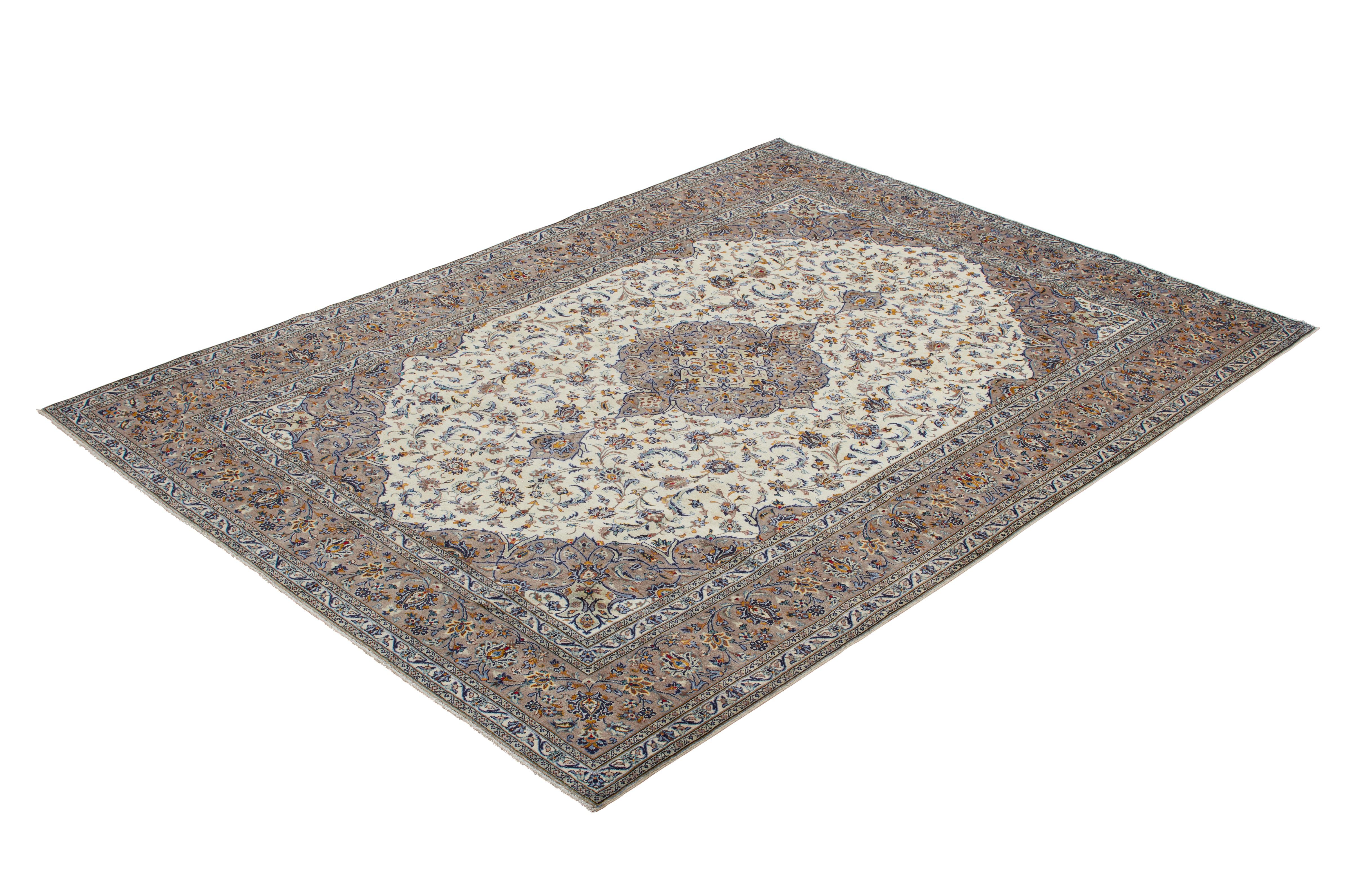 Autentico tappeto persiano Kashan annodato a mano in lana rossa 8' 7