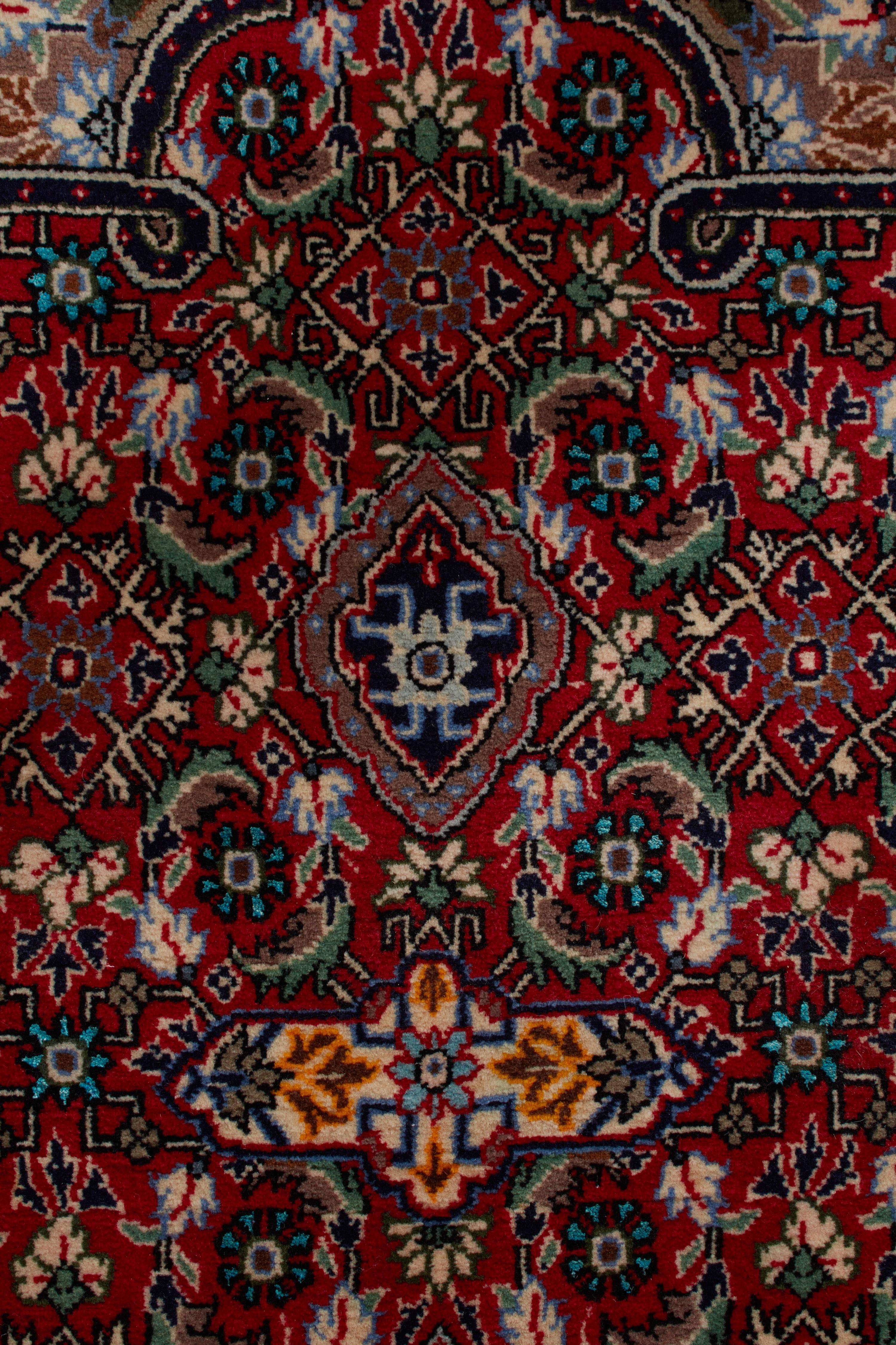 Autentico tappeto persiano Kashan Silk annodato a mano in lana blu 4'5