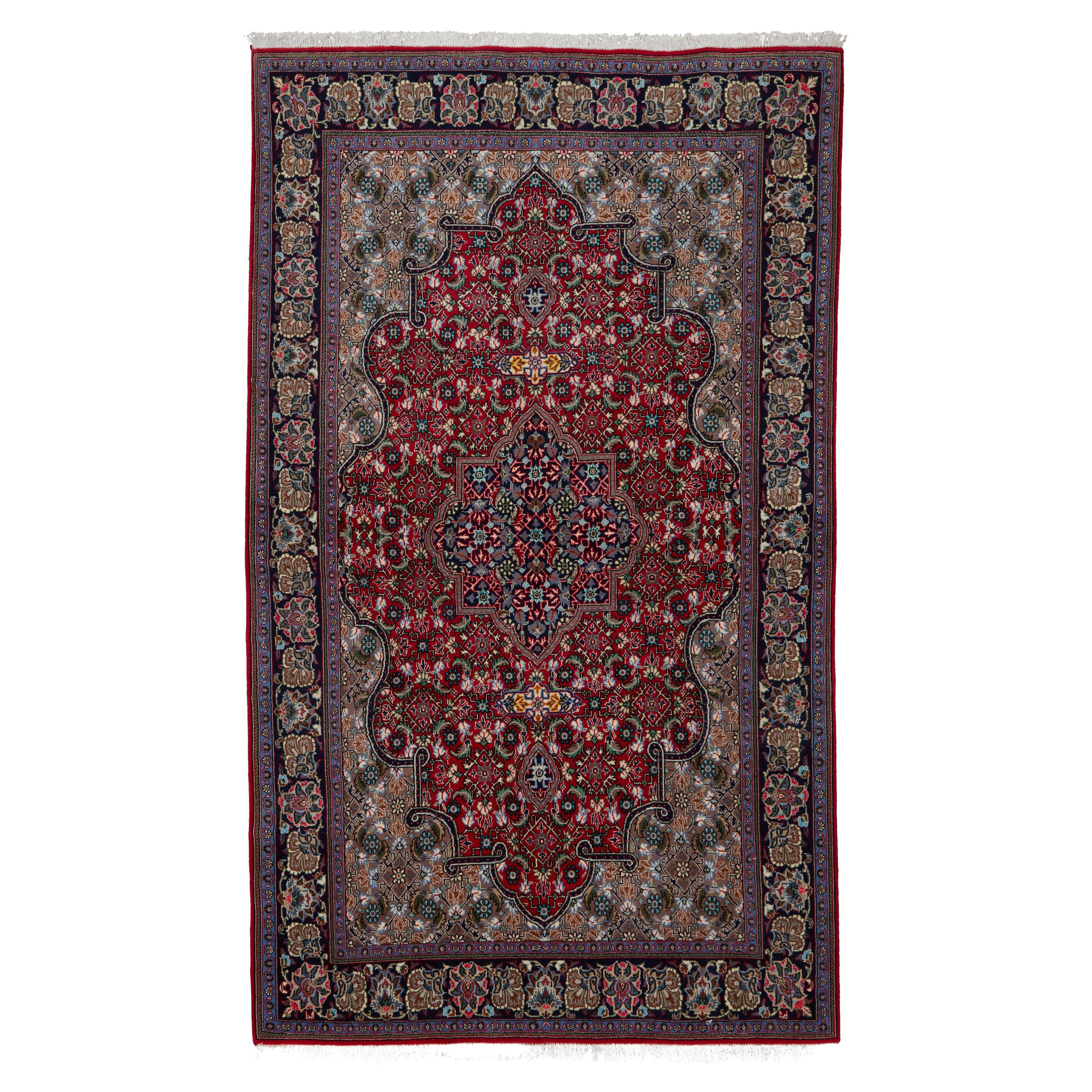 Authentische persische Kashan Seide handgeknüpft Wolle blau Bereich Teppich 4
5" x 7
6"