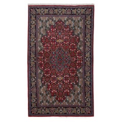 Authentische persische Kashan Seide handgeknüpft Wolle blau Bereich Teppich 4
 5" x 7
 6"