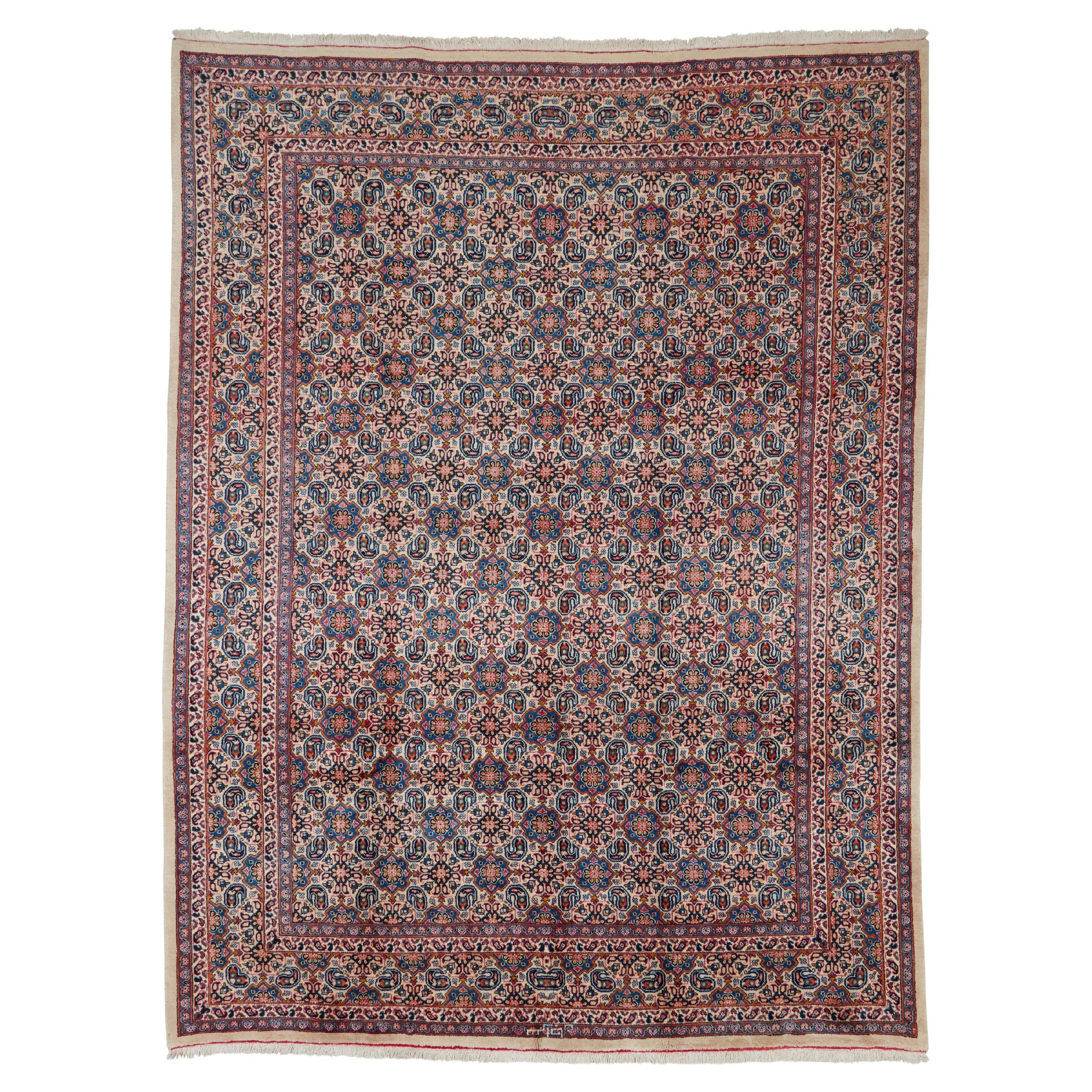 Authentique tapis persan Kashmar en laine nouée à la main Ivoire 8
 4" x 11
 0" en vente