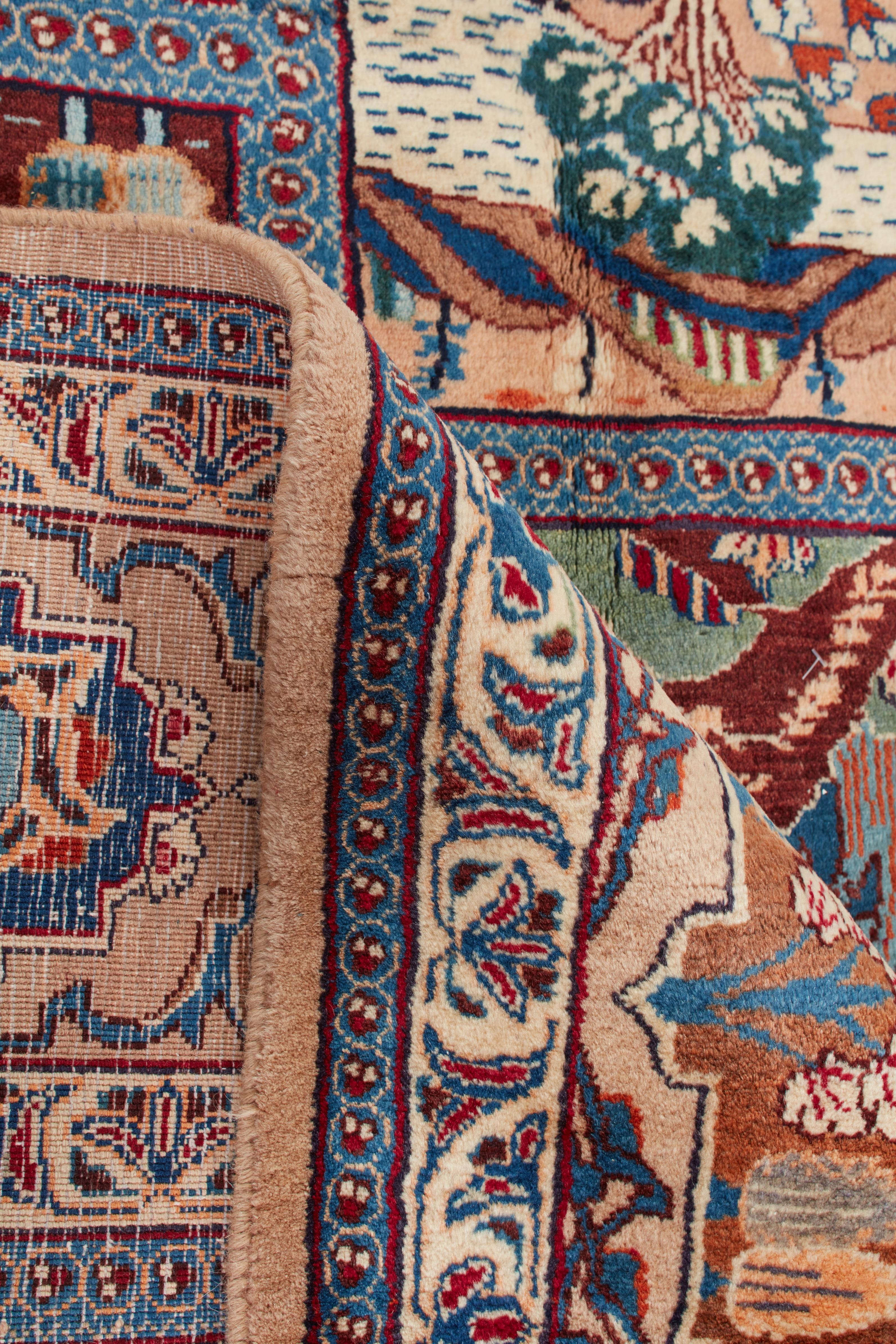 Authentische persische Kashmar handgeknüpfte Wolle Elfenbein Bereich Teppich 8' 7