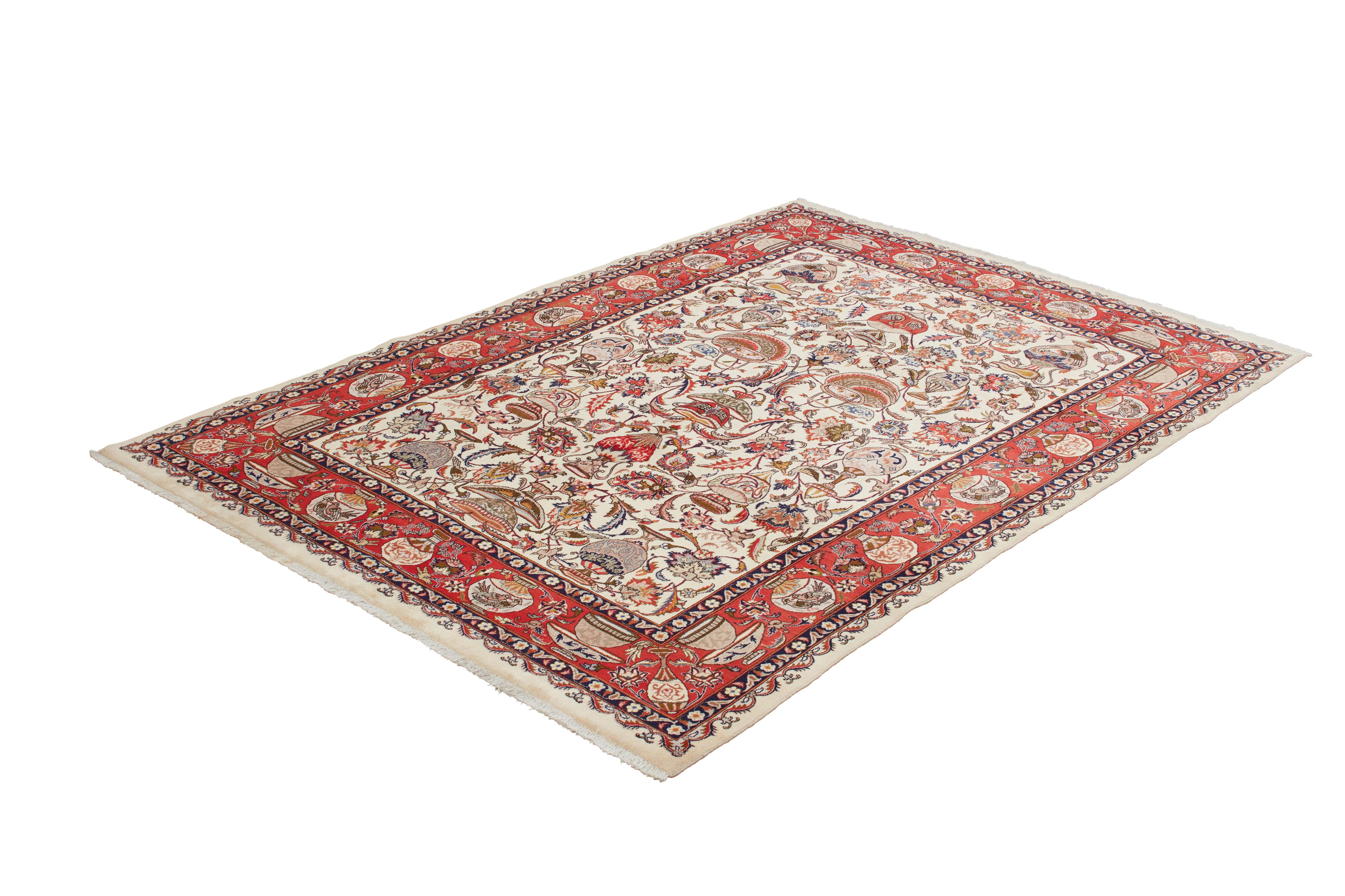 Authentische persische Kashmar handgeknüpfte Wolle Orange Bereich Teppich 8' 0