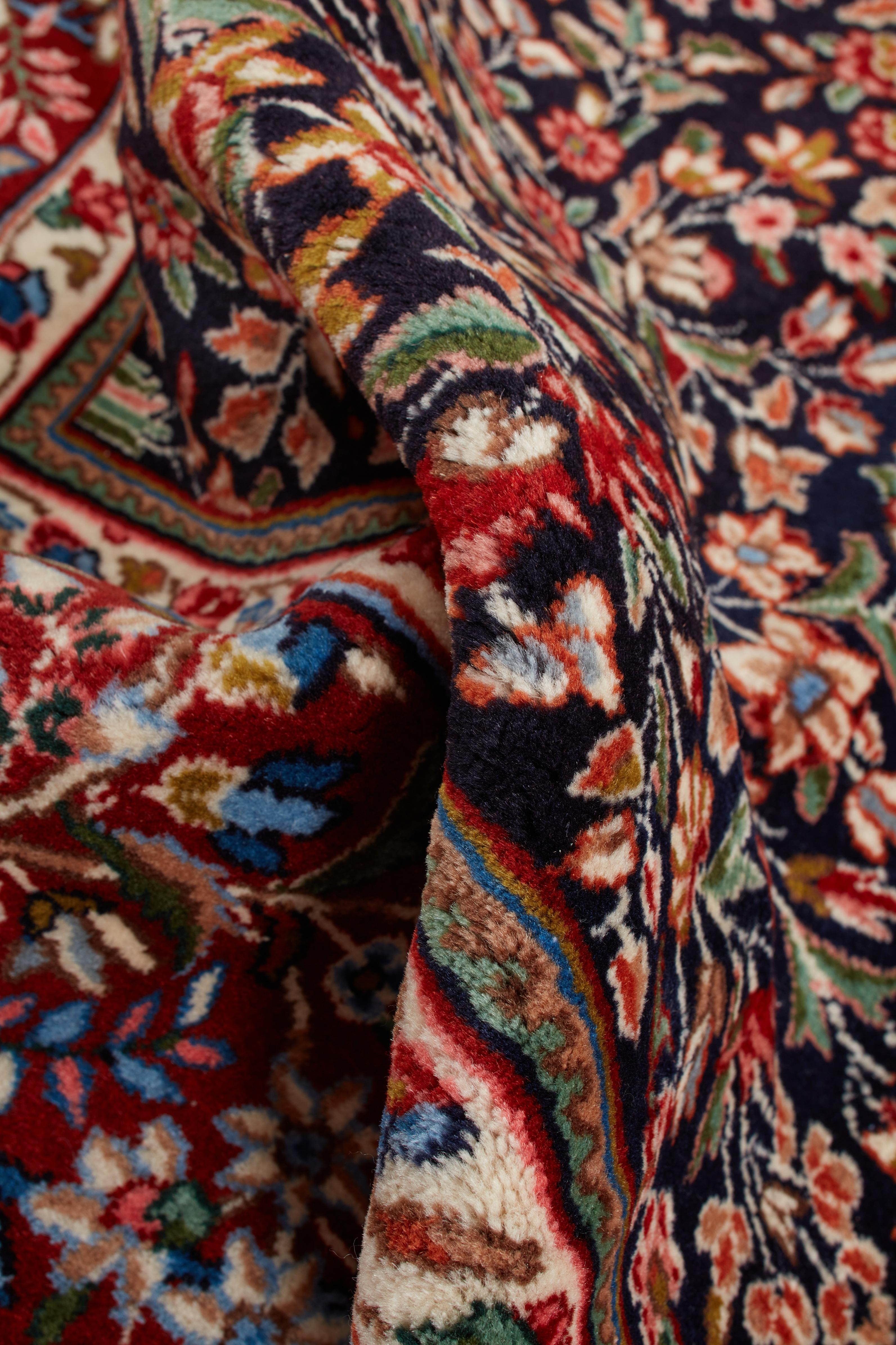 Annodato a mano Autentico tappeto persiano Kerman in lana rossa annodata a mano 6' 2