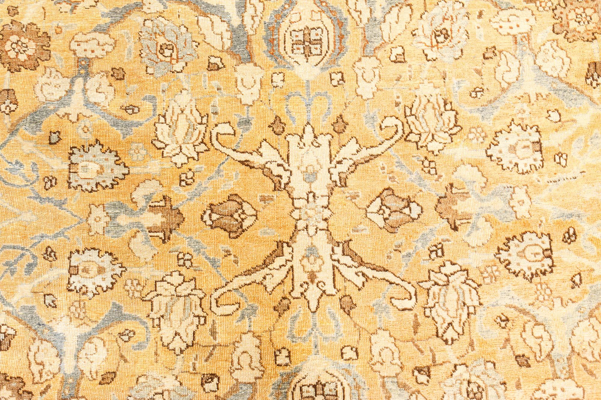 Authentic Persian Khorassan orange, yellow handmade wool rug
Size: 10'2