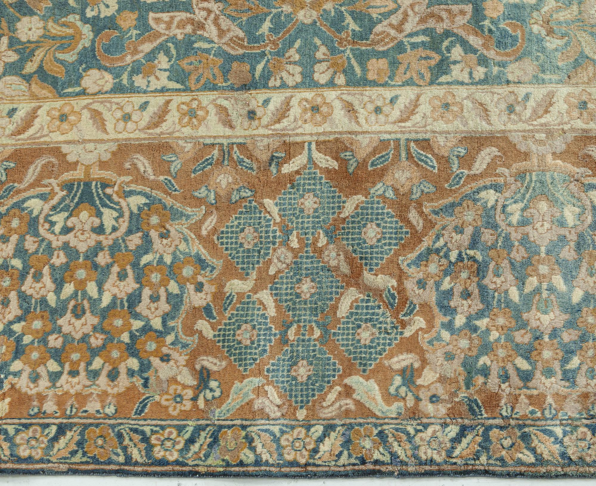 19th Century Authentic Persian Kirman Handmade Wool Rug For Sale