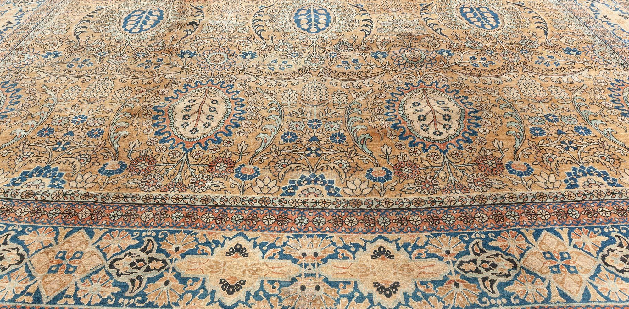 XIXe siècle Authentique tapis persan Kirman en laine fait main en vente