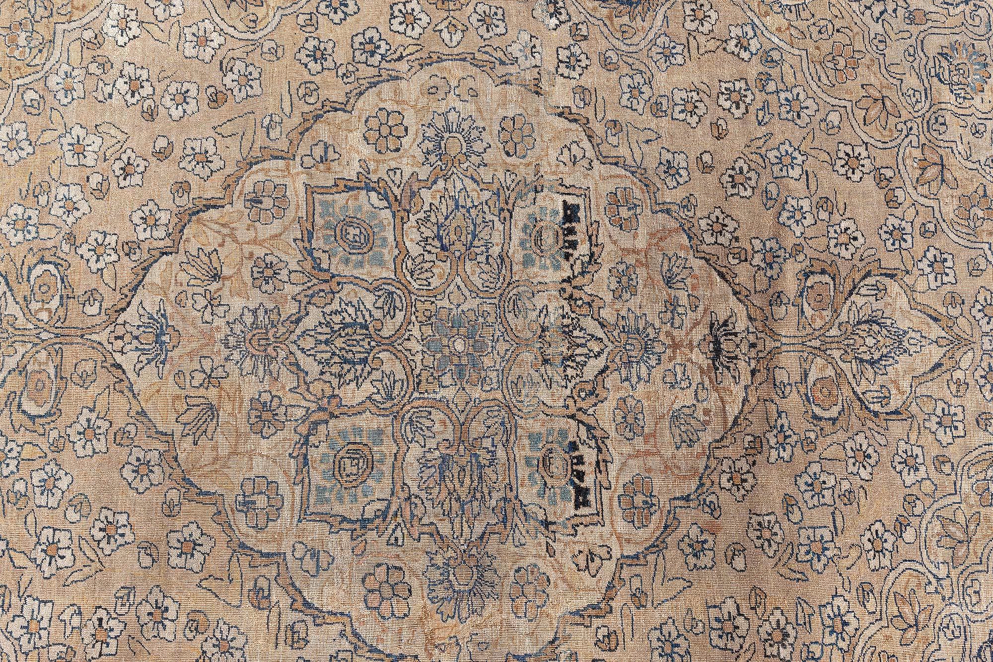 Doris Leslie Blauer authentischer persischer Kirman Handgefertigter Teppich aus Wolle im Angebot 1