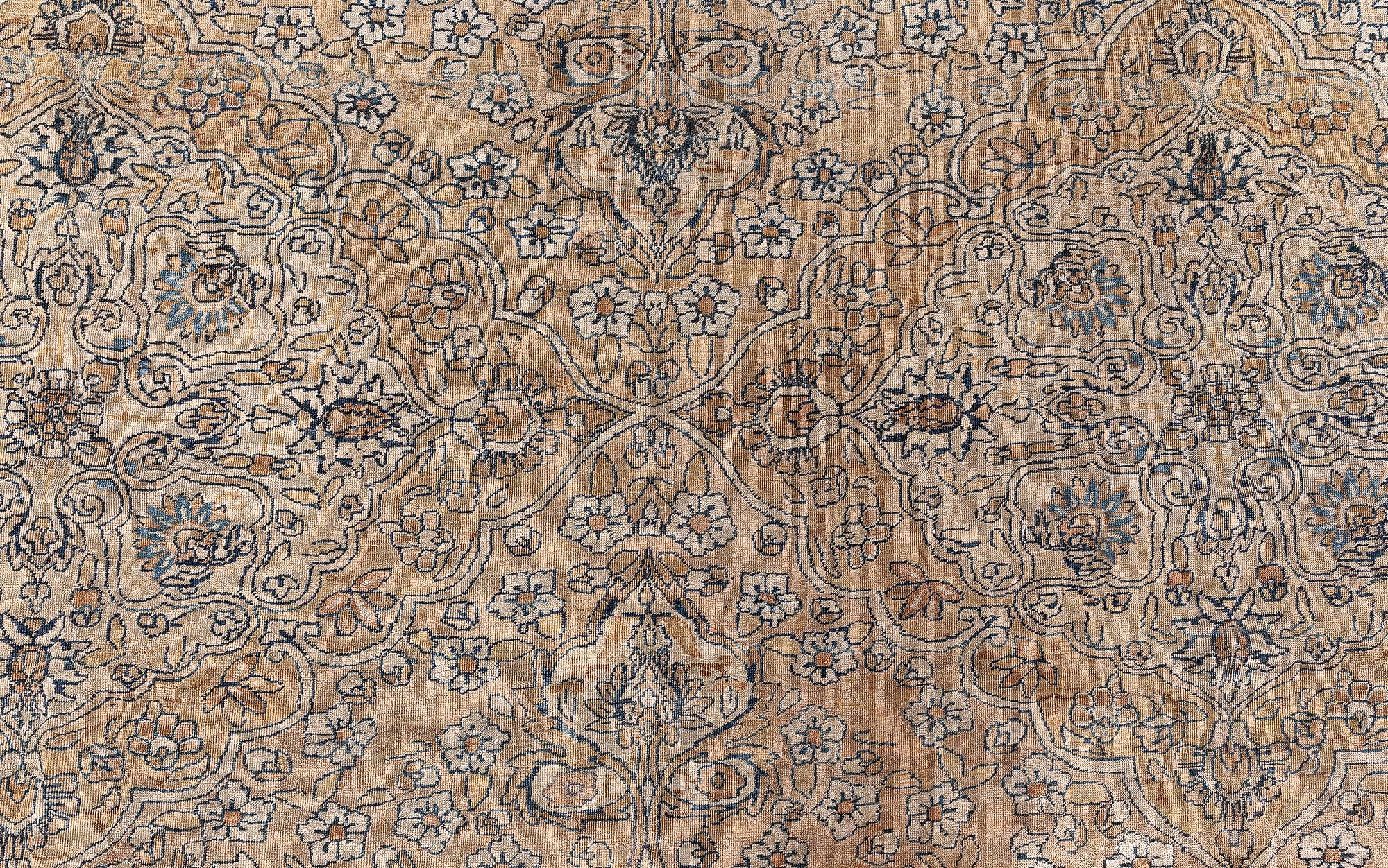 Doris Leslie Blauer authentischer persischer Kirman Handgefertigter Teppich aus Wolle im Angebot 2