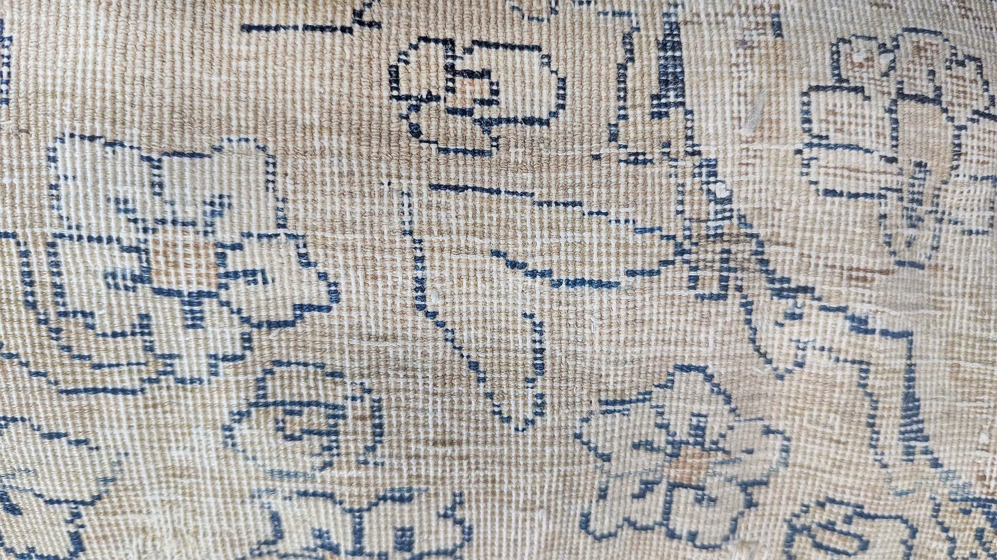 Doris Leslie Blauer authentischer persischer Kirman Handgefertigter Teppich aus Wolle im Angebot 3