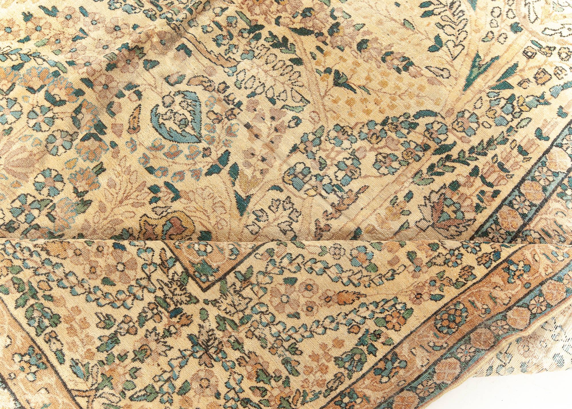 Authentic Persian Kirman Handwoven Wool Carpet For Sale 2
