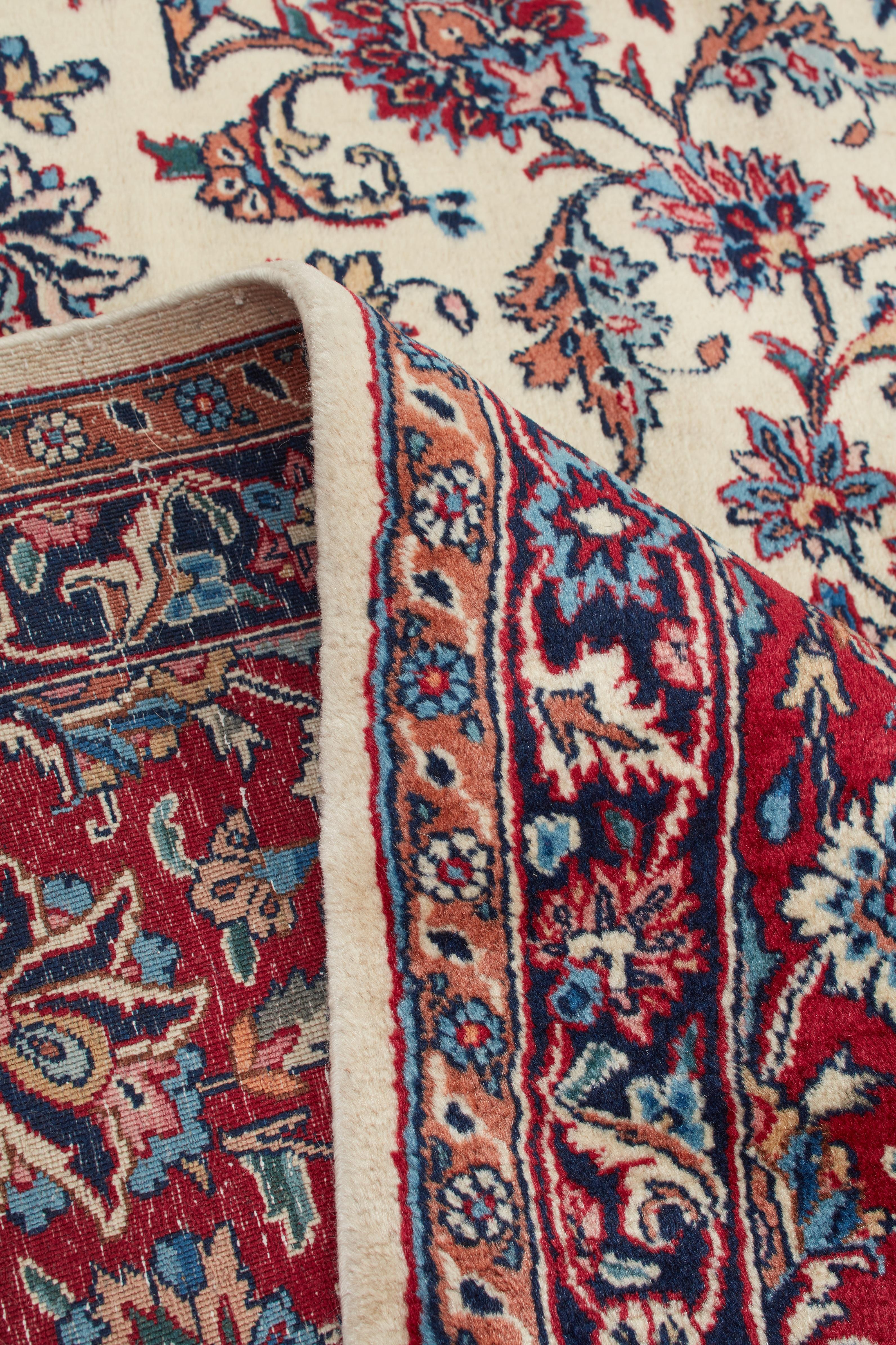 Persiano Autentico tappeto persiano Lavar Kerman annodato a mano in lana blu 8' 3