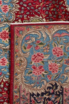 Authentic Persian Lavar Kerman Hand Knotted Wool Blue Area Rug 7' 10" x 11' 2"