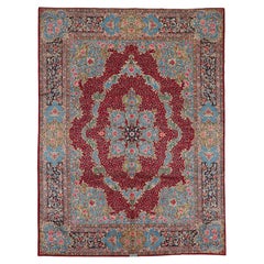 Autentico tappeto persiano Lavar Kerman in lana annodata a mano di colore rosso 7
 10" x 11
 2"