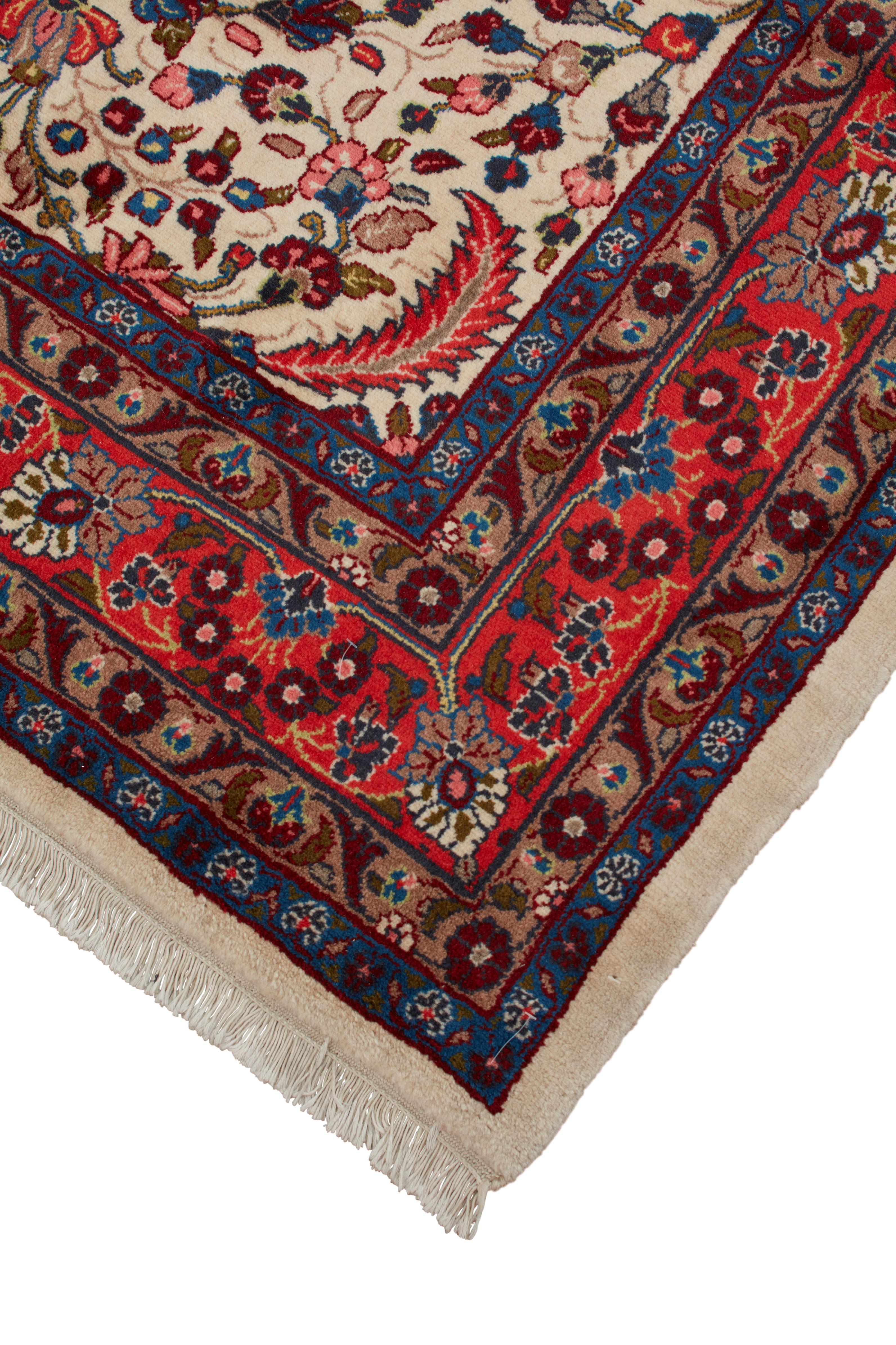 Lana Autentico tappeto persiano Mehraban Rugs in lana blu annodato a mano 7' 0