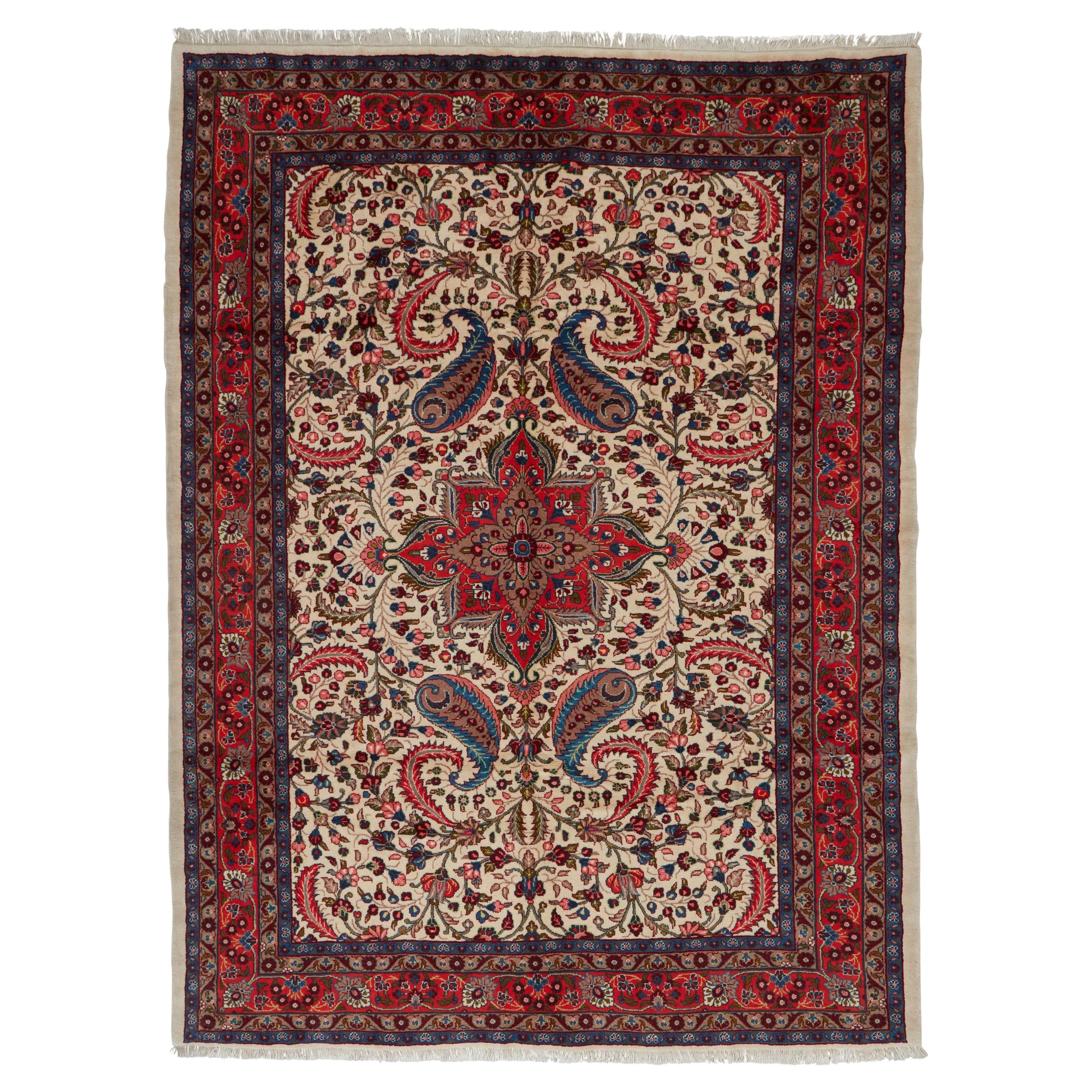 Autentico tappeto persiano Mehraban Rugs in lana blu annodato a mano 7
0" x 9
4"