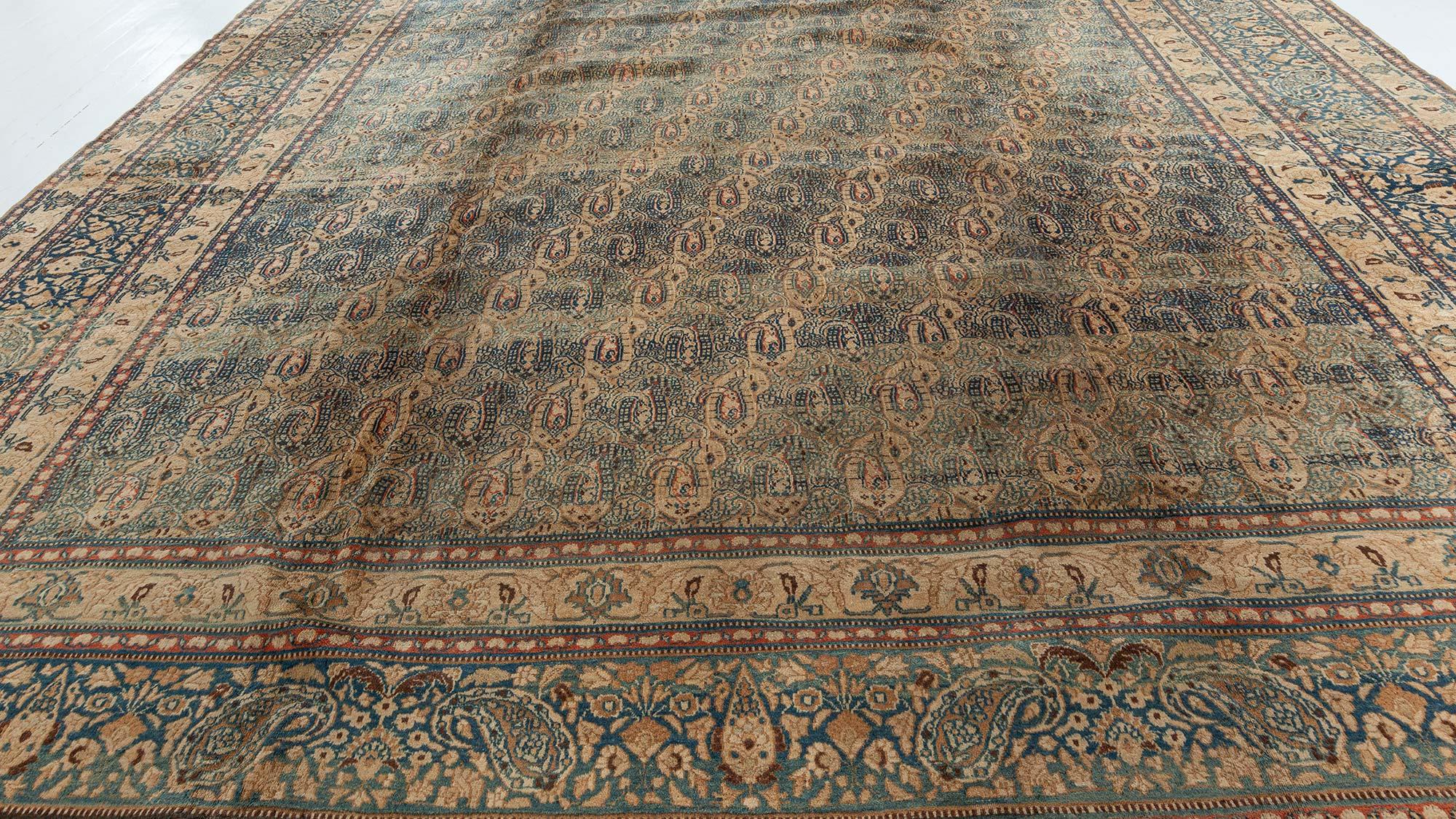 Hand-Woven Authentic Persian Meshad Handmade Wool Rug For Sale