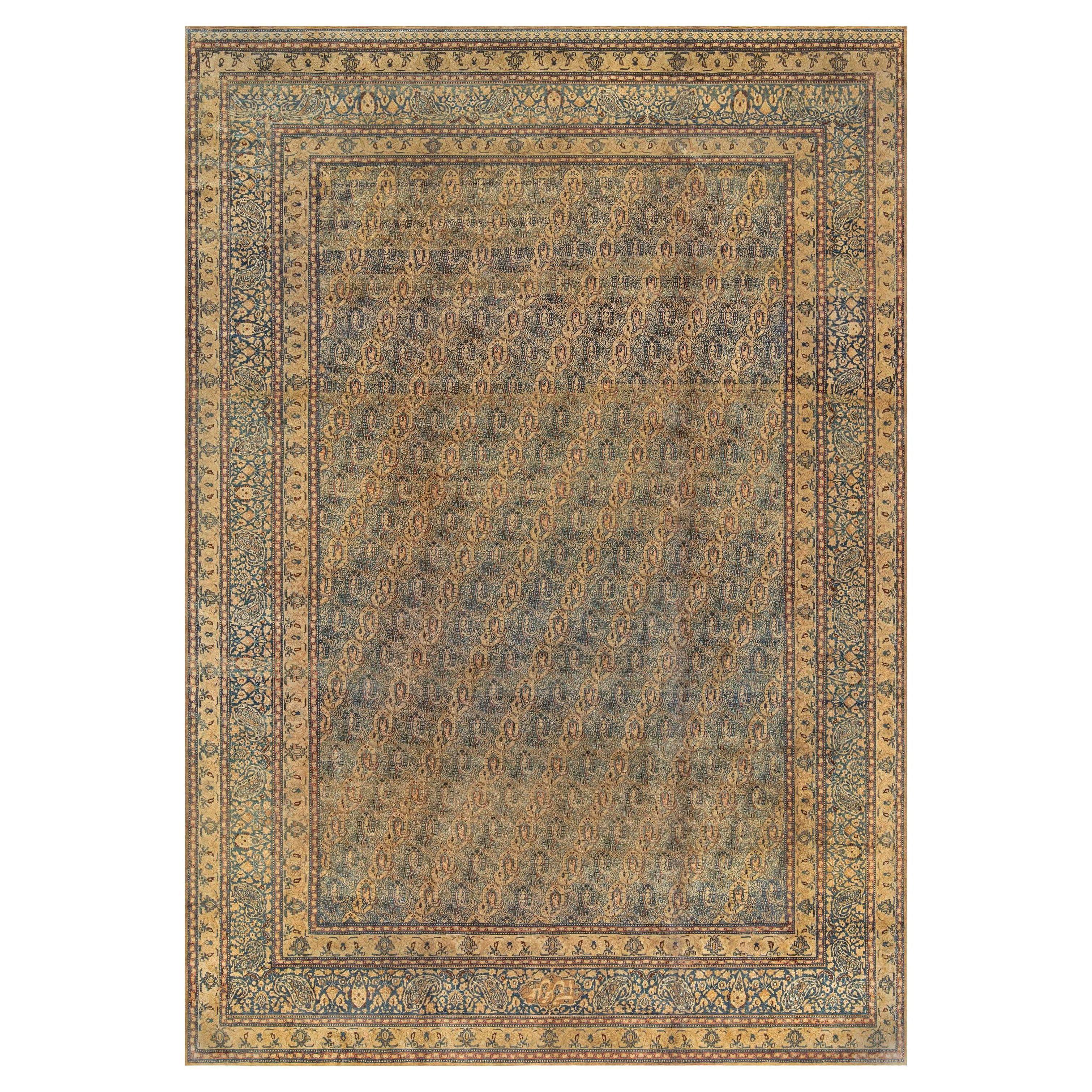 Doris Leslie Blauer authentischer persischer Meshad Handgefertigter Wollteppich aus Meshad
