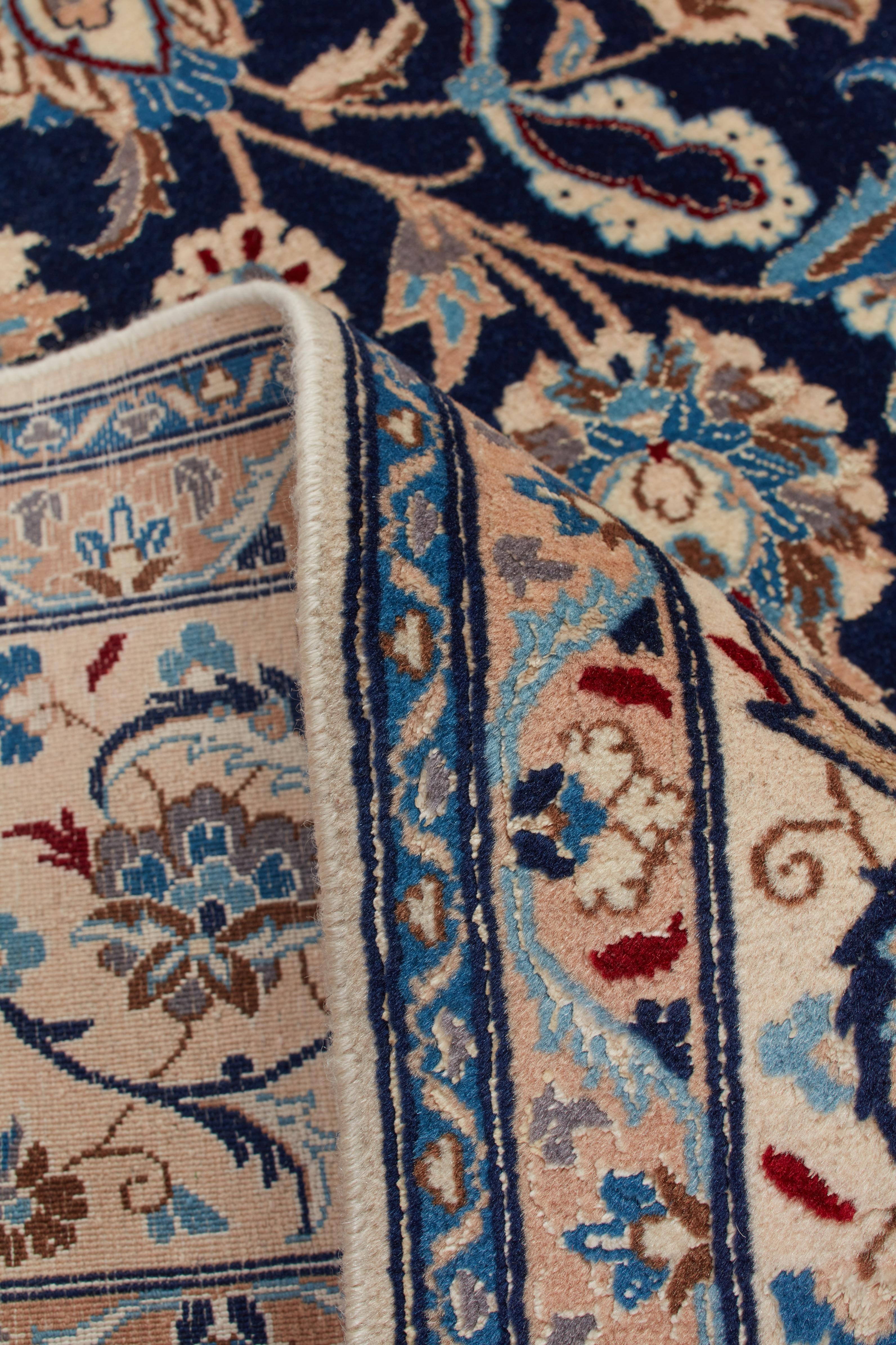 Authentische persische Nain handgeknüpfte Wolle schwarz Bereich Teppich 7' 3