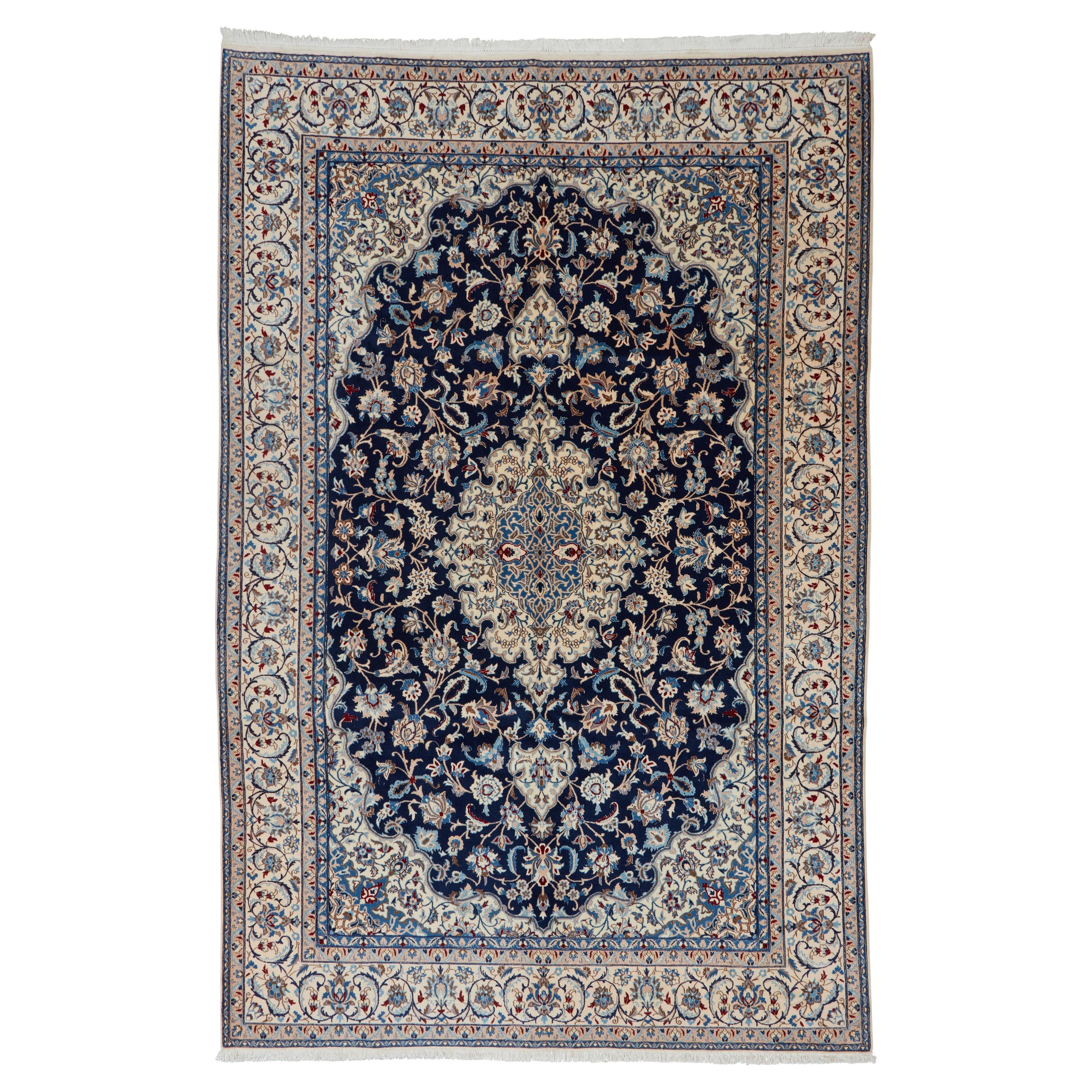 Authentische persische Nain handgeknüpfte Wolle schwarz Bereich Teppich 7
3" x 11
1"