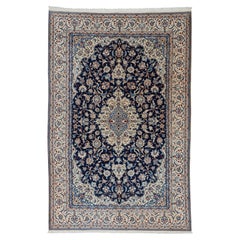 Authentische persische Nain handgeknüpfte Wolle schwarz Bereich Teppich 7
3" x 11
1"