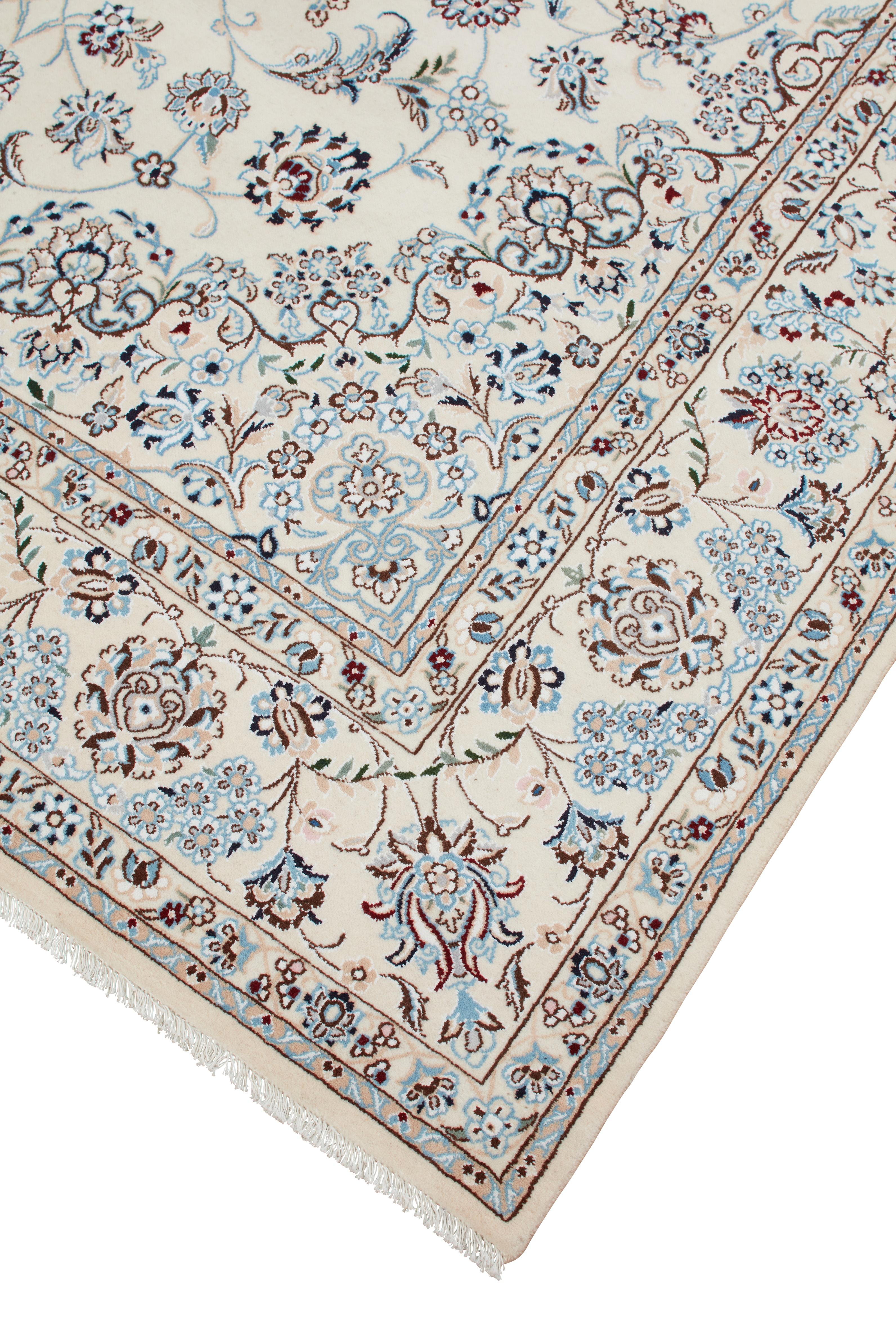 Authentische persische Nain handgeknüpfte Wolle blau Bereich Teppich 6' 8