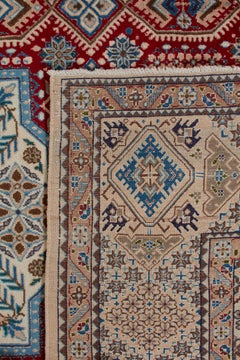 Authentic Persian Nain Hand Knotted Wool Ivory Area Rug 8' 0" x 12' 9"