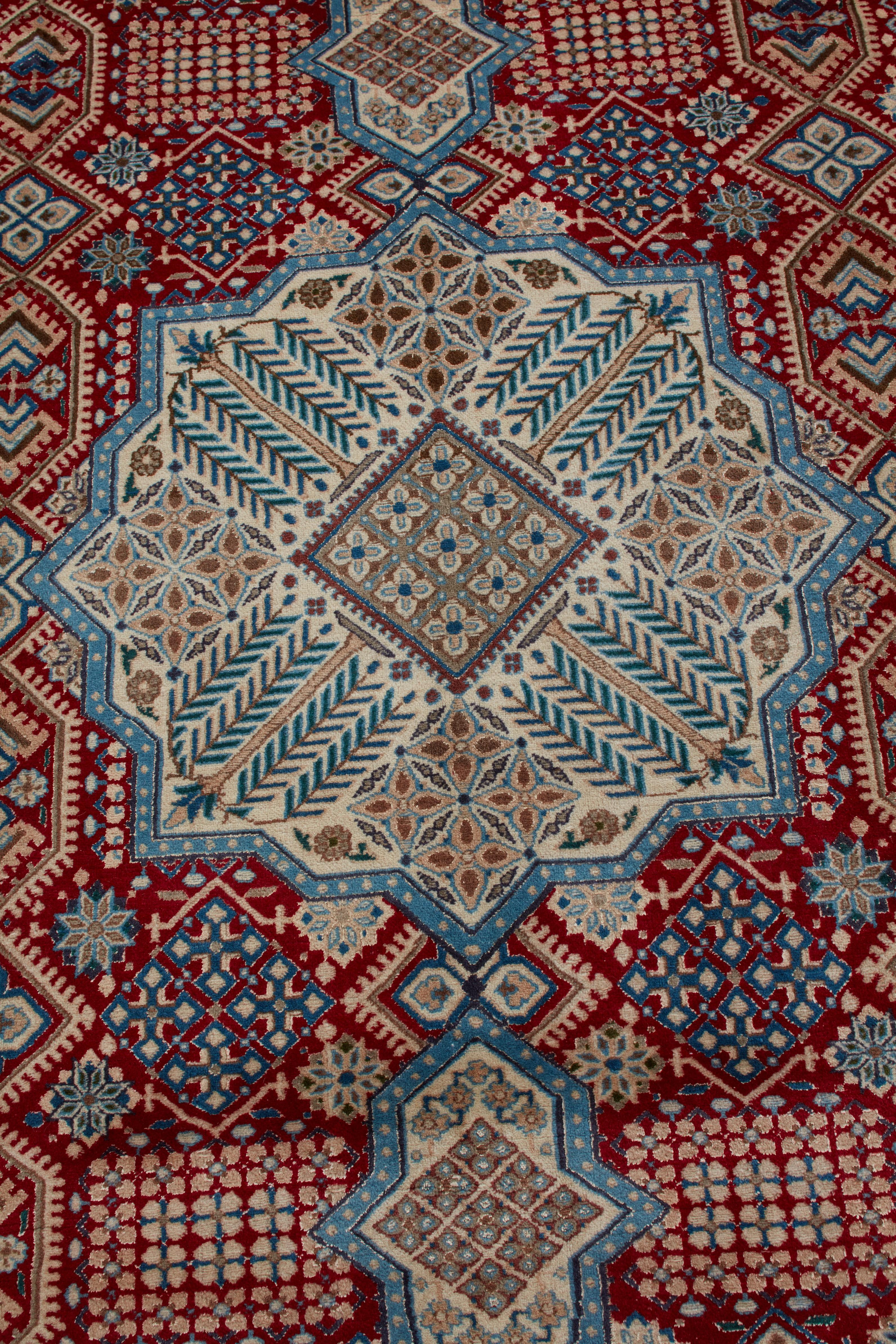 XXIe siècle et contemporain Authentique Persan Nain Tapis de zone en laine nouée à la main Ivoire 8' 0